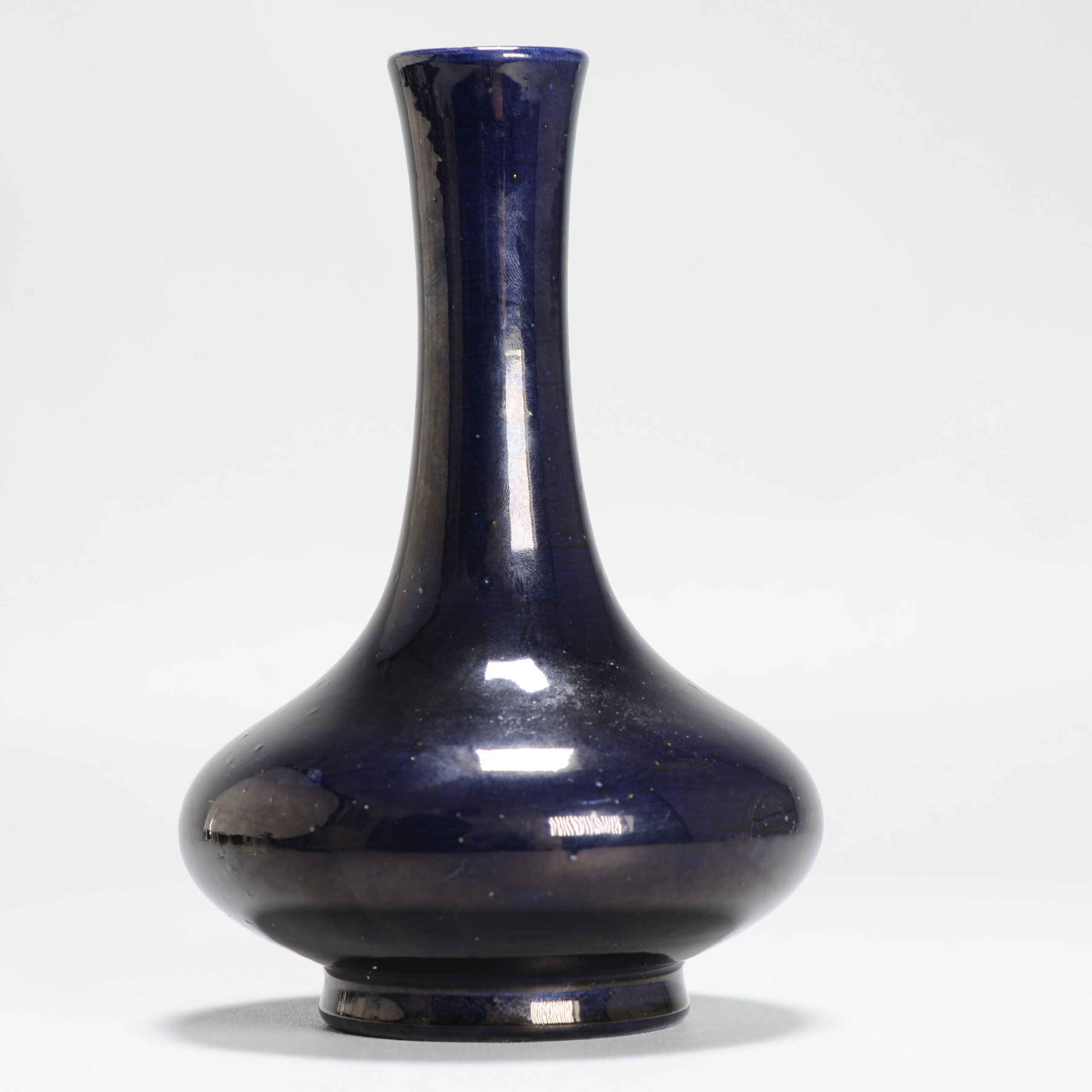 Antique 18/19C Chinese Porcelain Dark Blue Vase China Monochrome - Image 6
