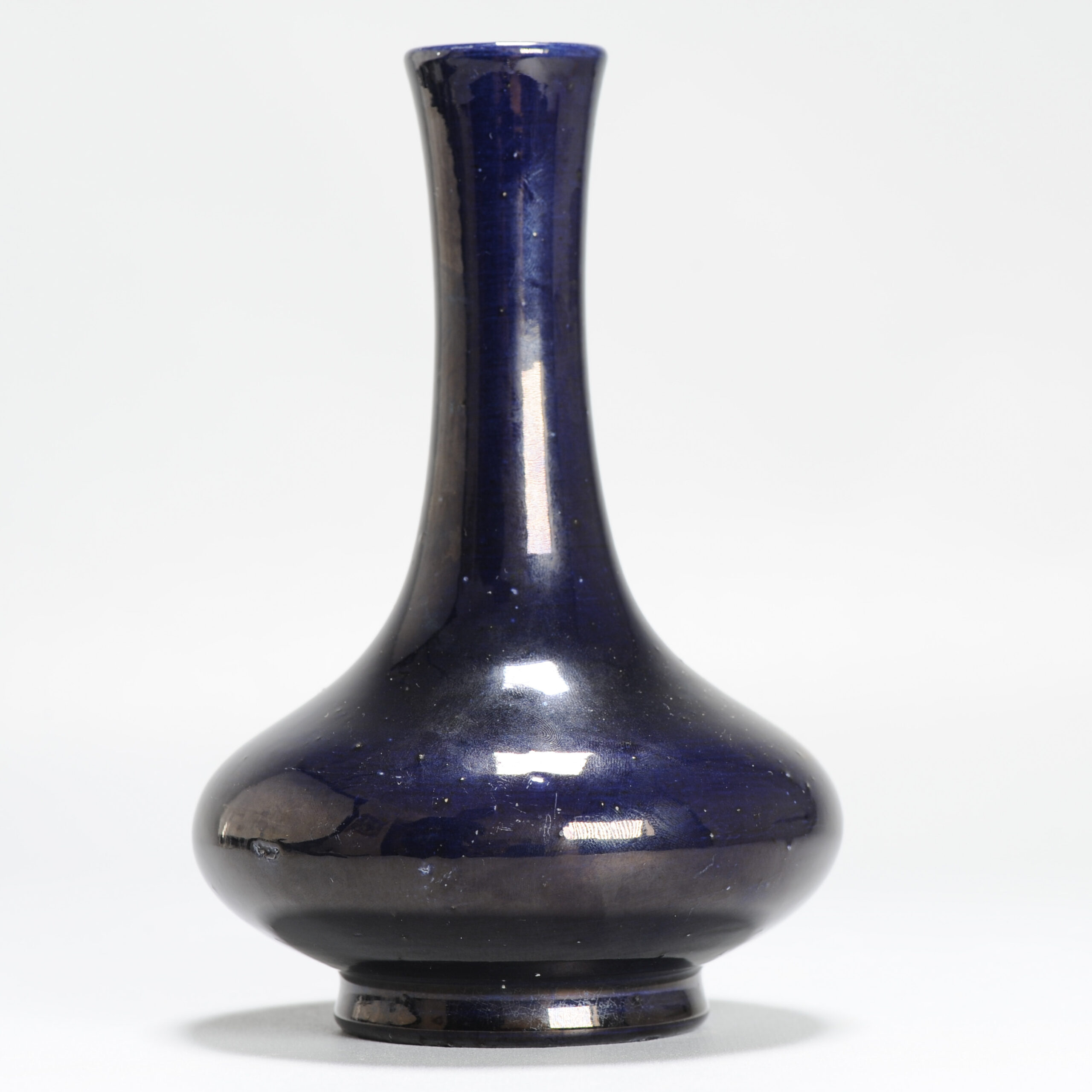 Antique 18/19C Chinese Porcelain Dark Blue Vase China Monochrome - Image 7