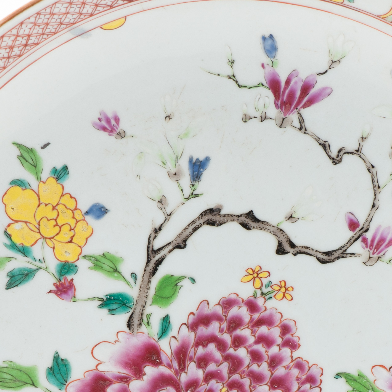Large Antique Chinese Porcelain Kangxi/Yongzheng Period Plate Dish Flower BAsket - Image 3