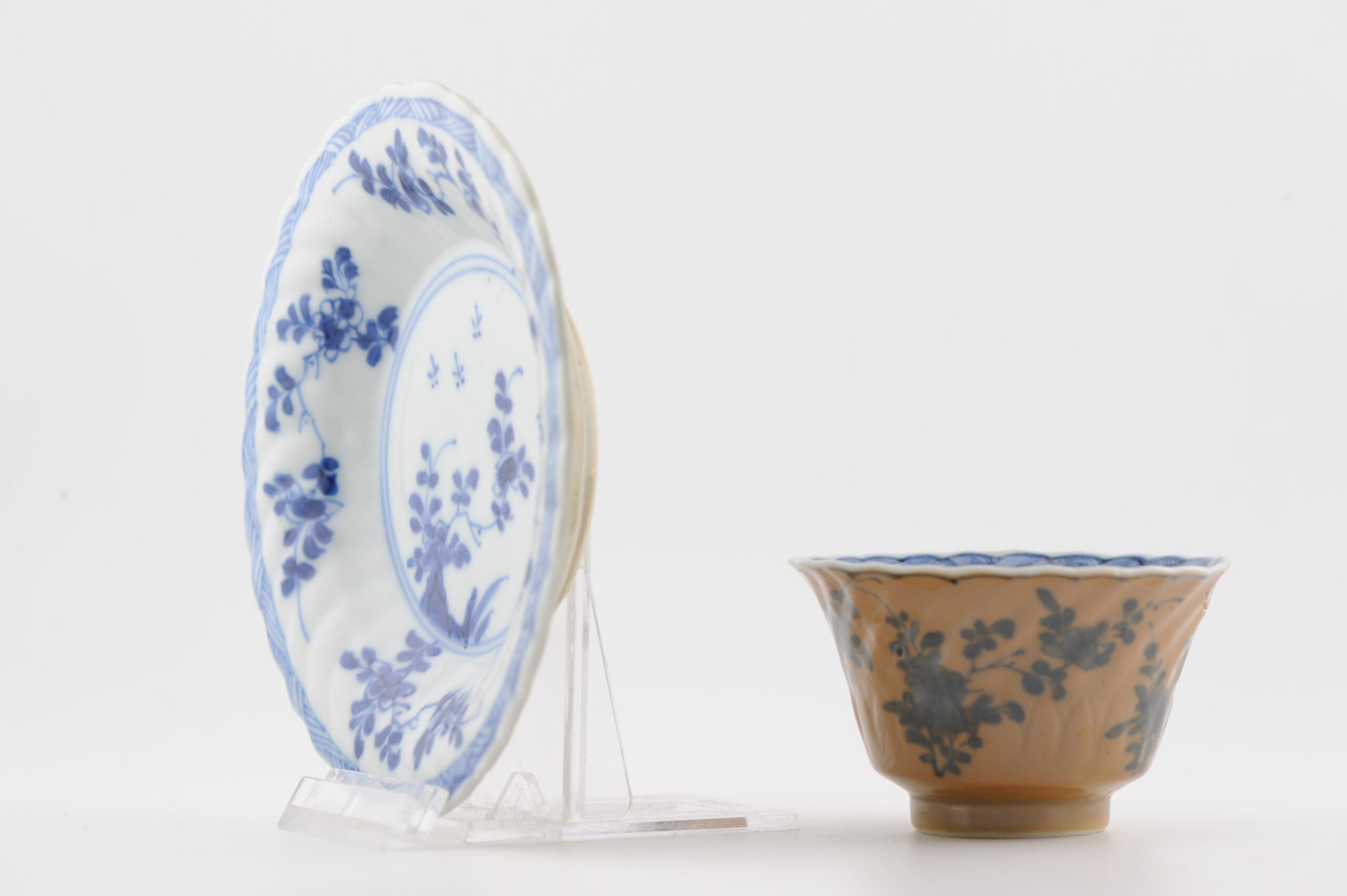 Rare Antique 18C Kangxi Chinese Porcelain Cafe au Lait Tea Bowl Blue and White - Image 8