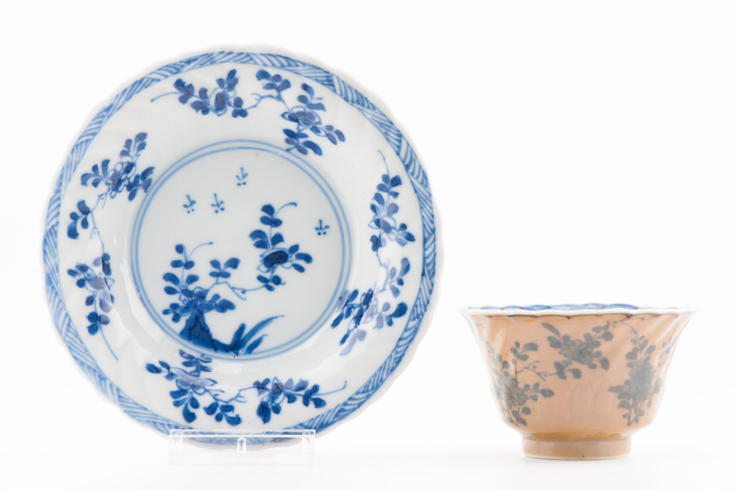 Rare Antique 18C Kangxi Chinese Porcelain Cafe au Lait Tea Bowl Blue and White - Image 2