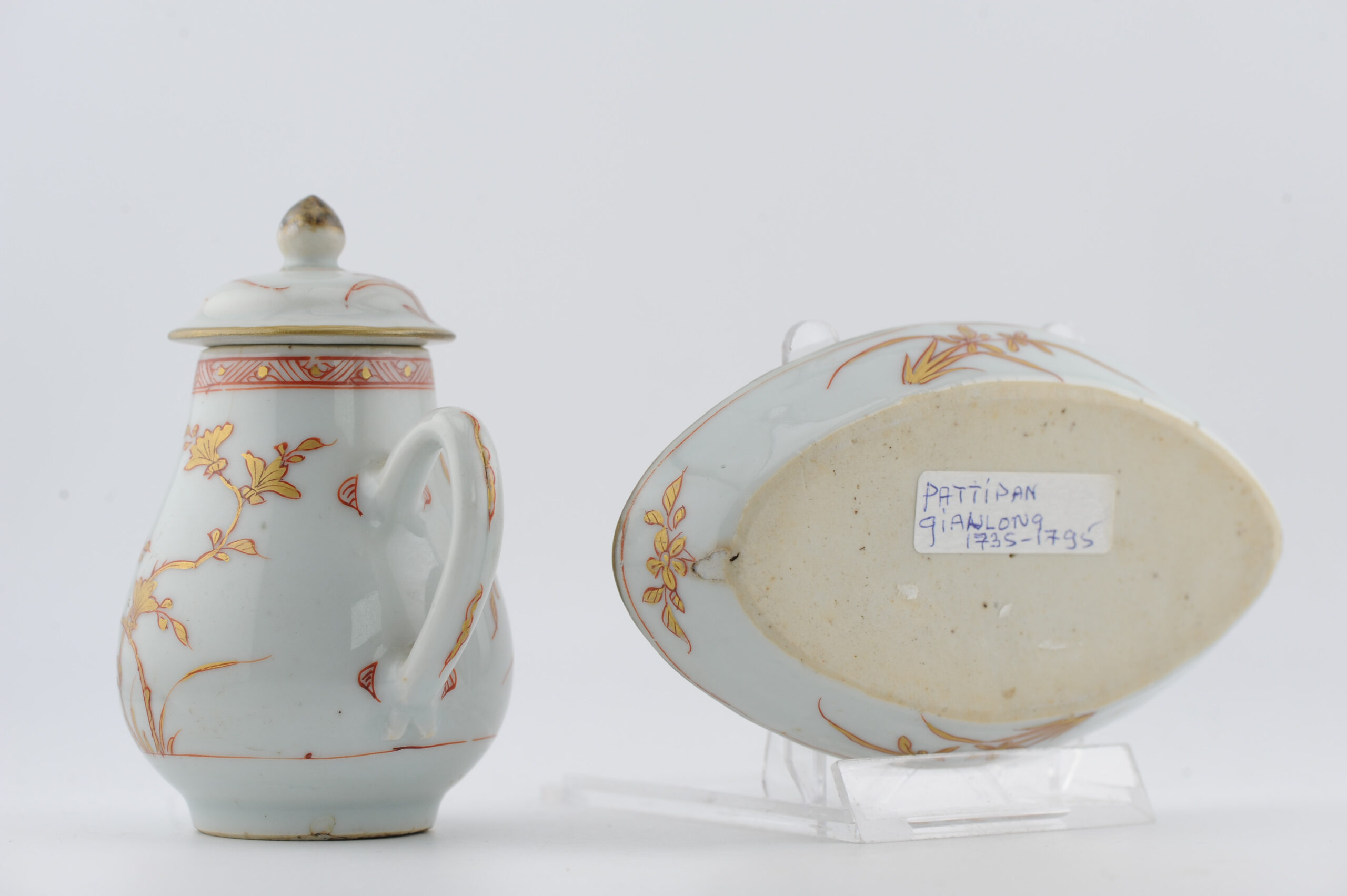 Antique Kangxi Period Tea Creamer and Pattipan Dish Blood and Milk China - 图片 9