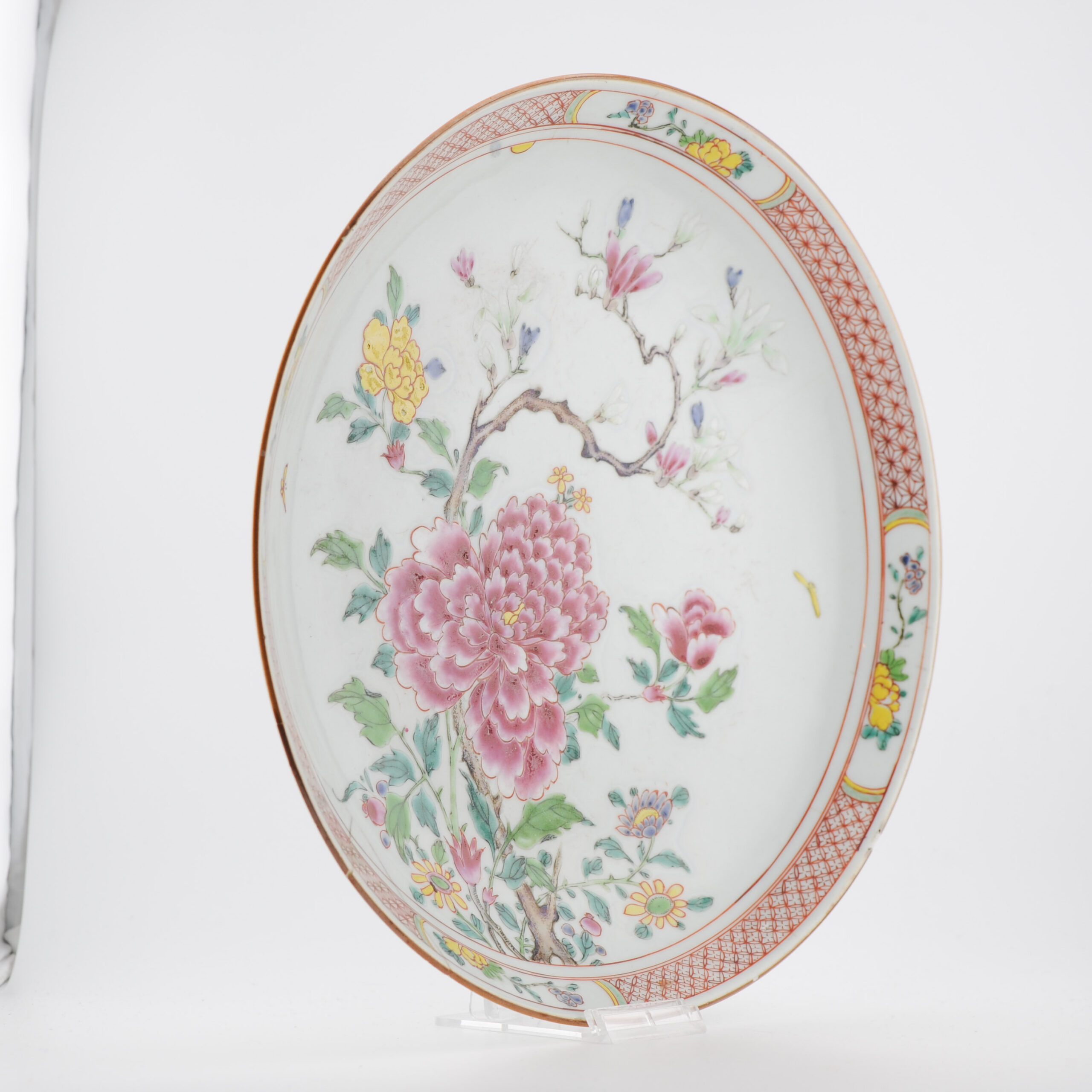 Large Antique Chinese Porcelain Kangxi/Yongzheng Period Plate Dish Flower BAsket - Image 8