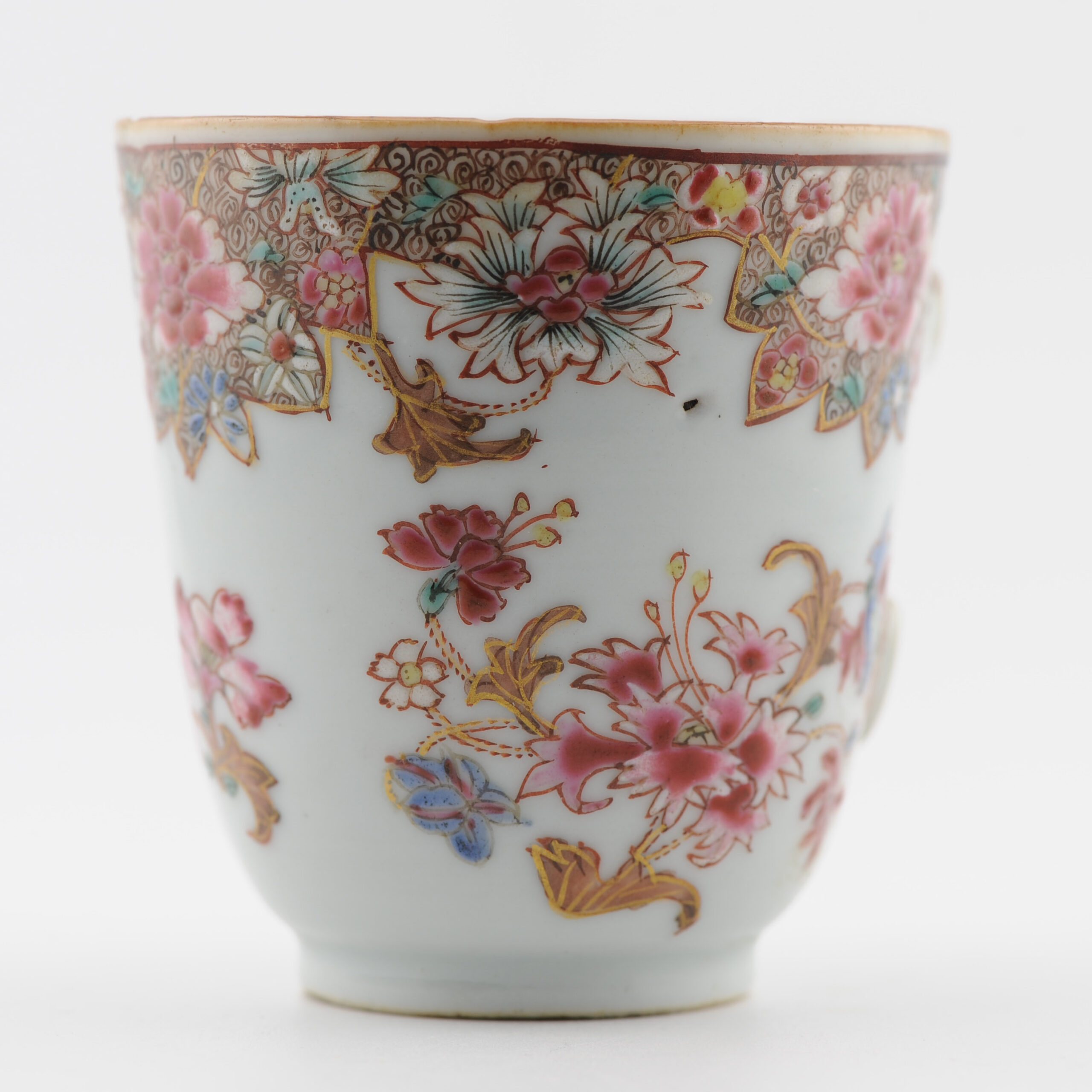 Antique Chinese Coffee Cup Flowers Yonzheng/Qianlong Porcelain Flowers