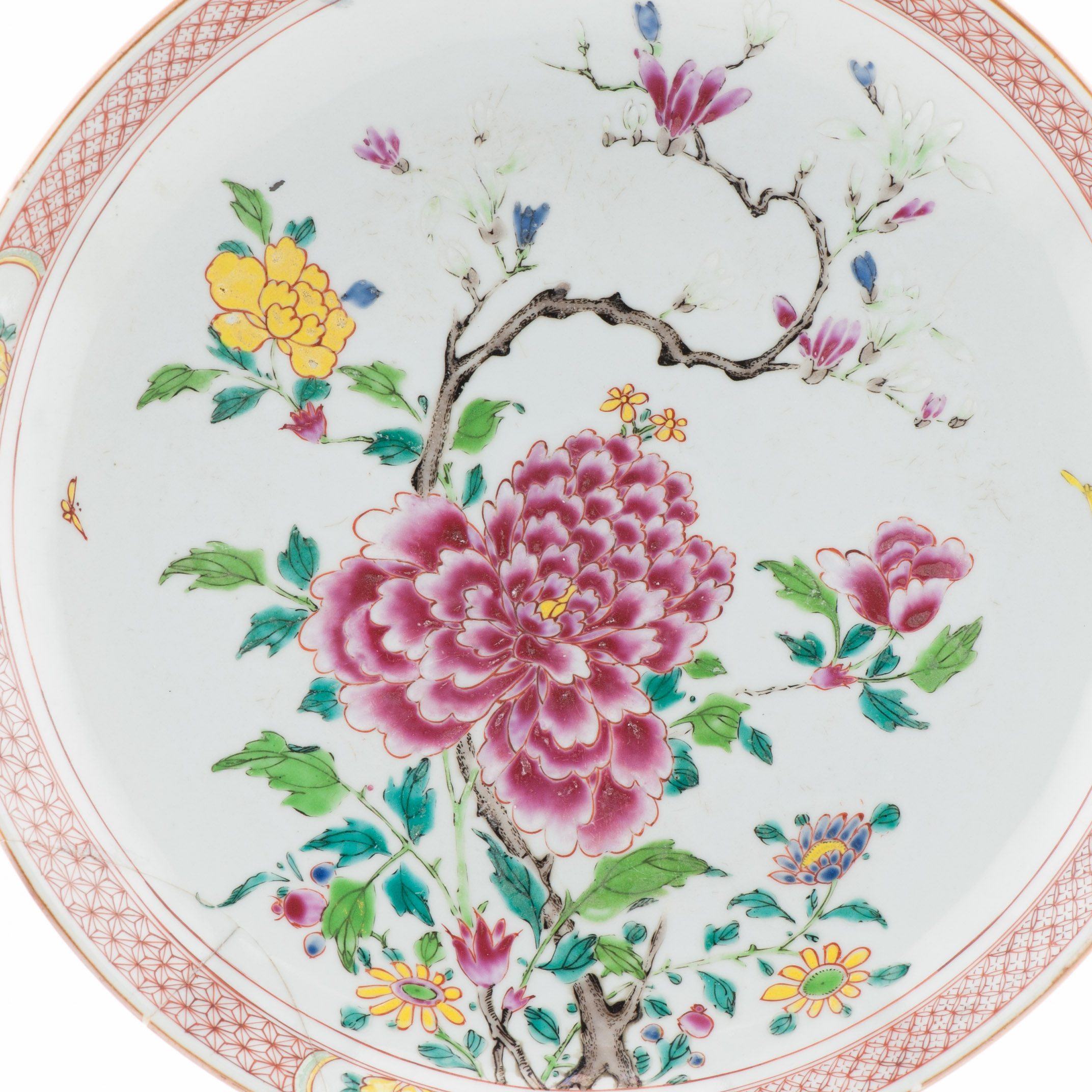 Large Antique Chinese Porcelain Kangxi/Yongzheng Period Plate Dish Flower BAsket - Image 2