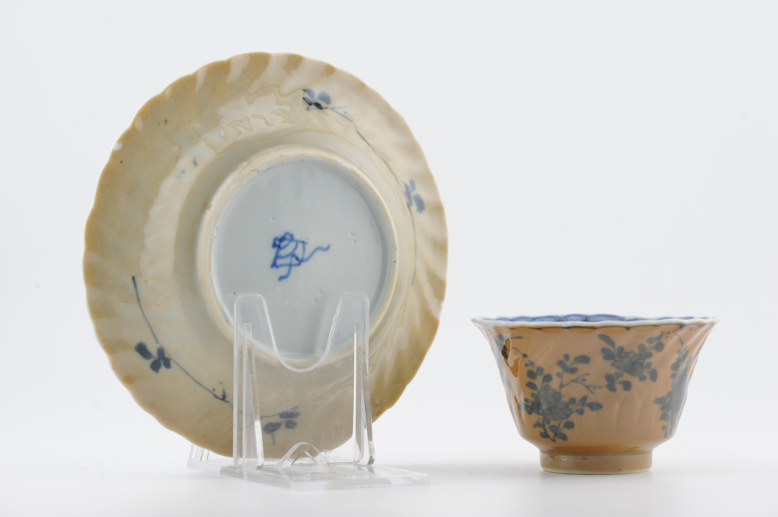 Rare Antique 18C Kangxi Chinese Porcelain Cafe au Lait Tea Bowl Blue and White - Image 5