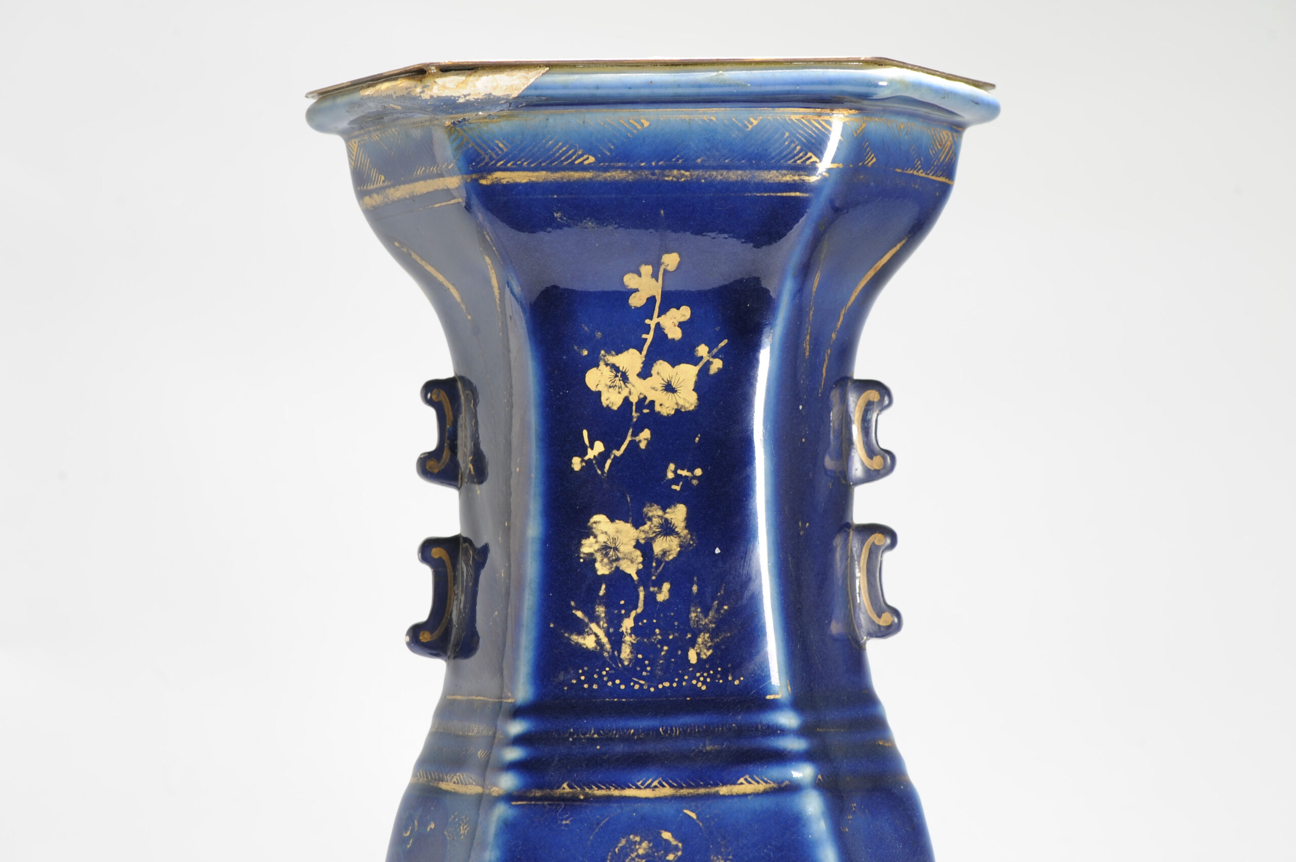 Antique Chinese Porcelain 18th century Vase Qing Dynasty Powder Blue - Image 3