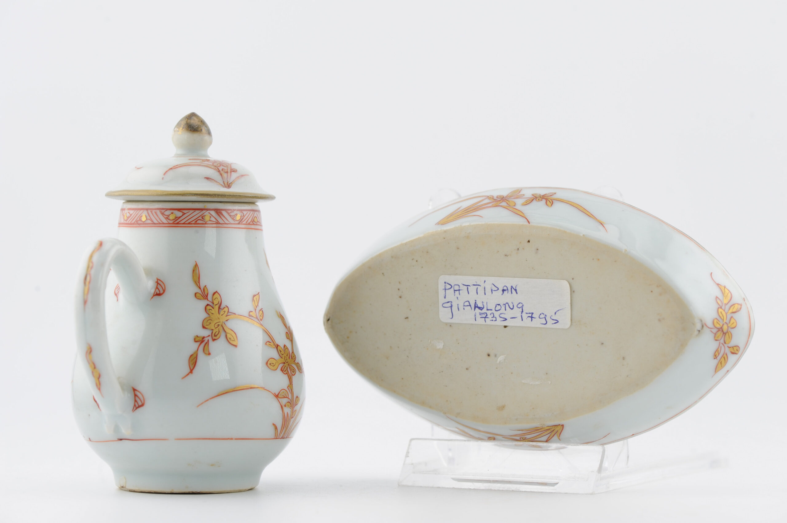 Antique Kangxi Period Tea Creamer and Pattipan Dish Blood and Milk China - 图片 11