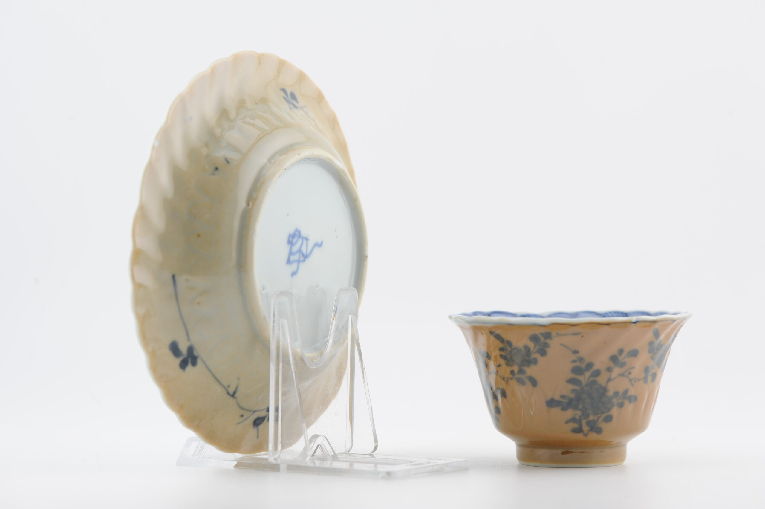 Rare Antique 18C Kangxi Chinese Porcelain Cafe au Lait Tea Bowl Blue and White - Image 6