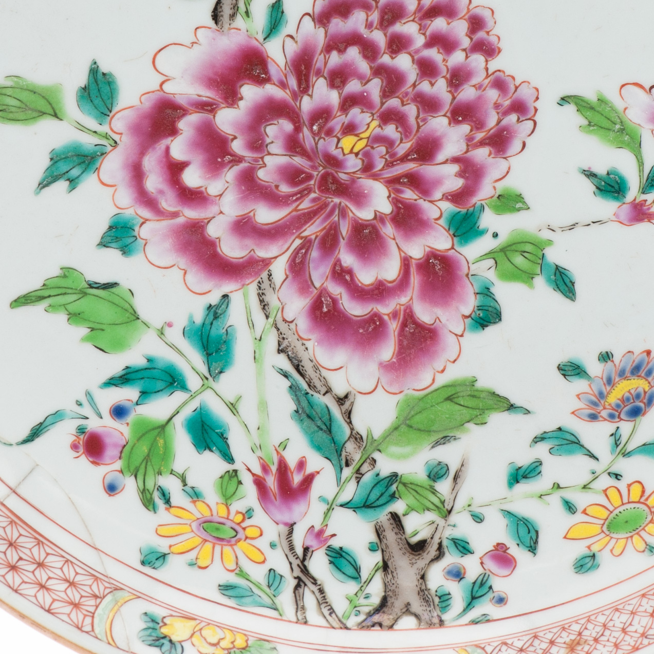 Large Antique Chinese Porcelain Kangxi/Yongzheng Period Plate Dish Flower BAsket - Image 4