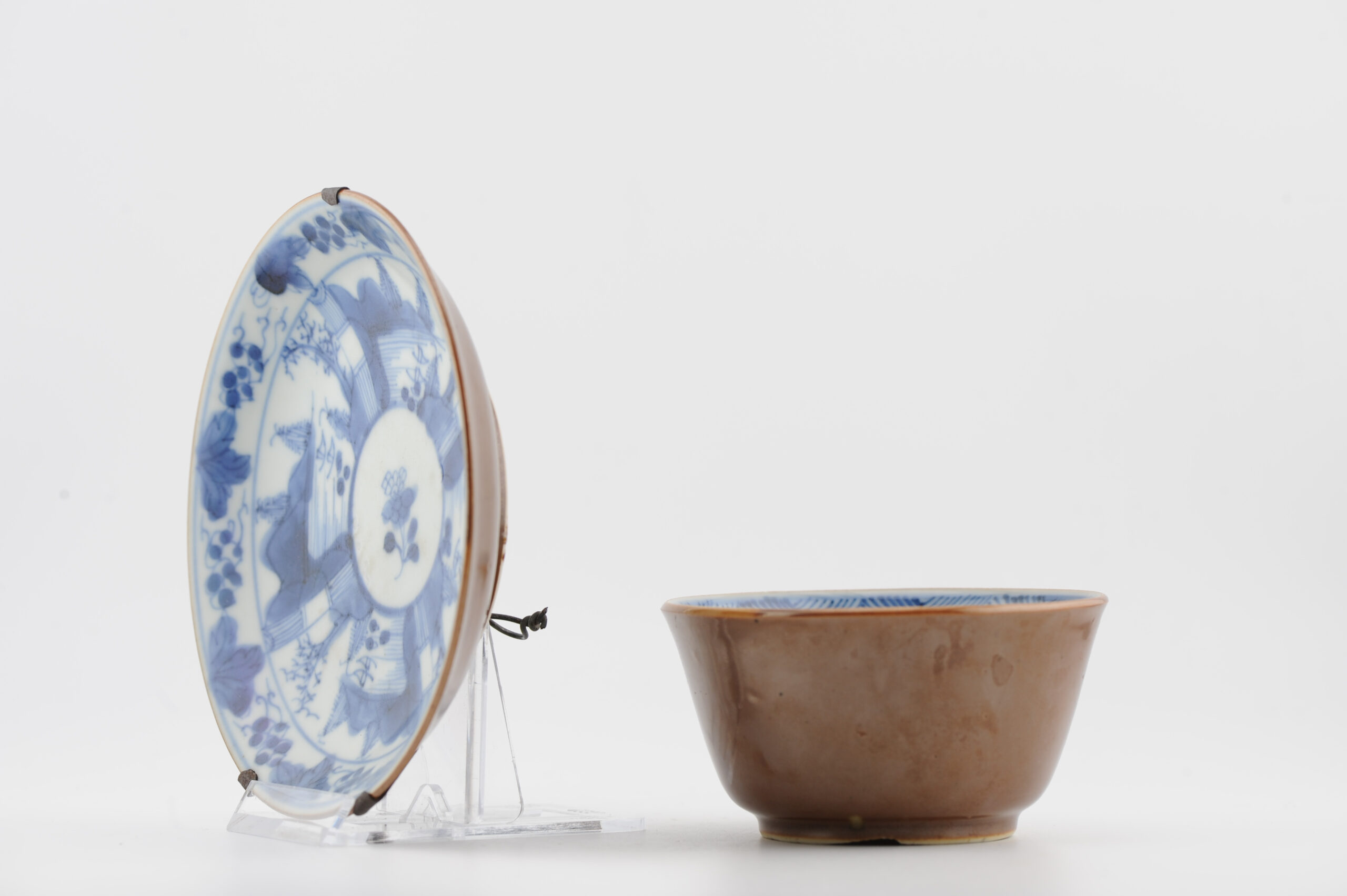 Rare Antique 18C Kangxi Chinese Porcelain Cafe au Lait Tea Bowl Blue and White - Image 3