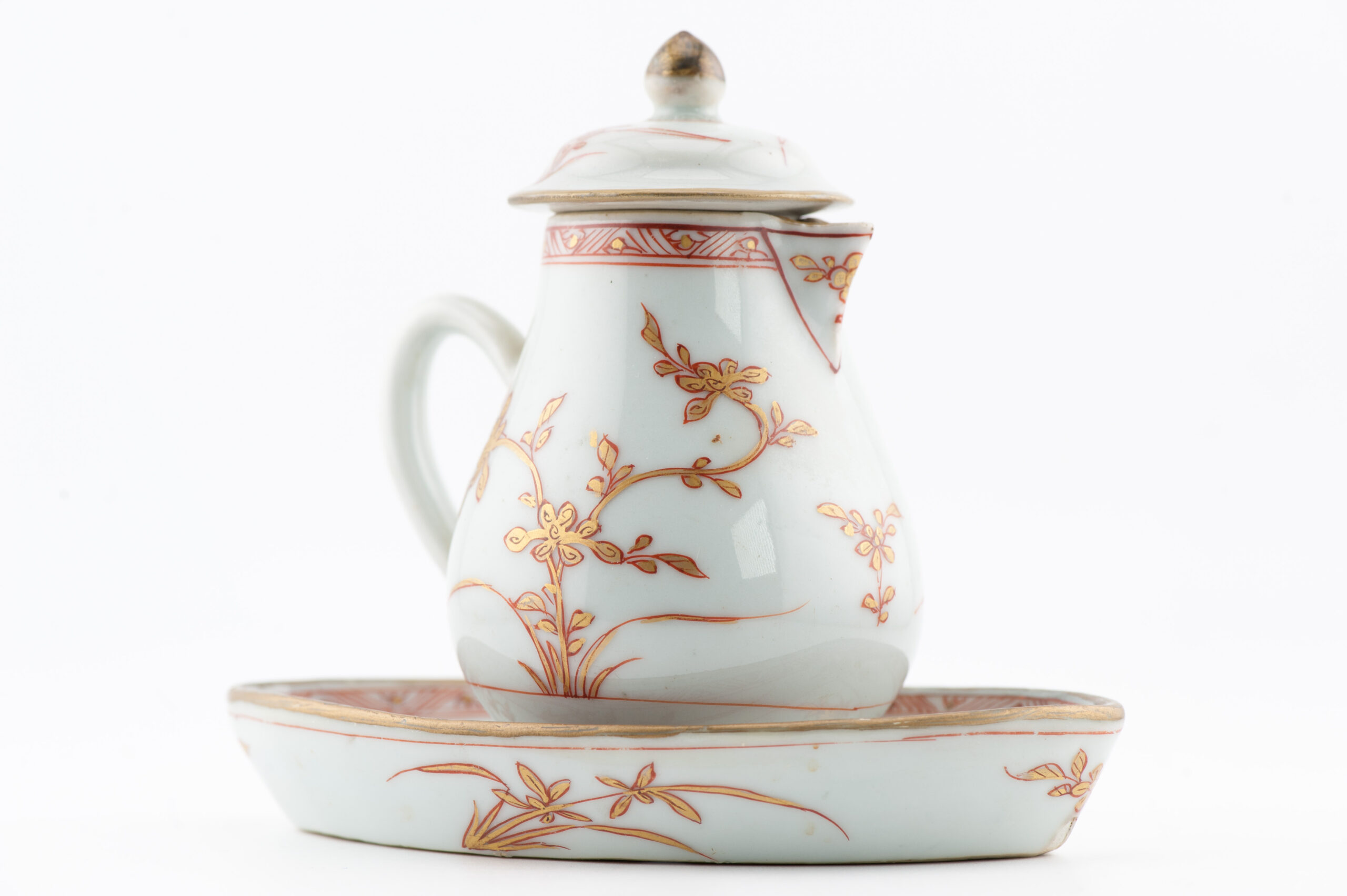 Antique Kangxi Period Tea Creamer and Pattipan Dish Blood and Milk China - 图片 4