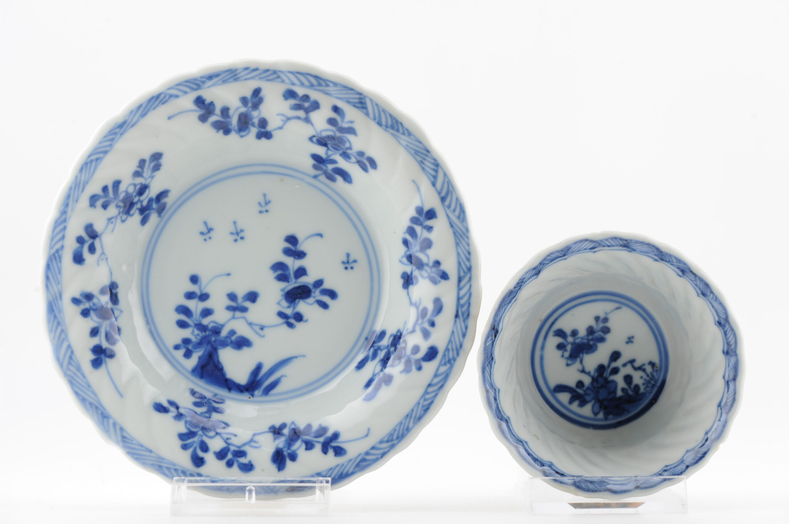 Rare Antique 18C Kangxi Chinese Porcelain Cafe au Lait Tea Bowl Blue and White - Image 3