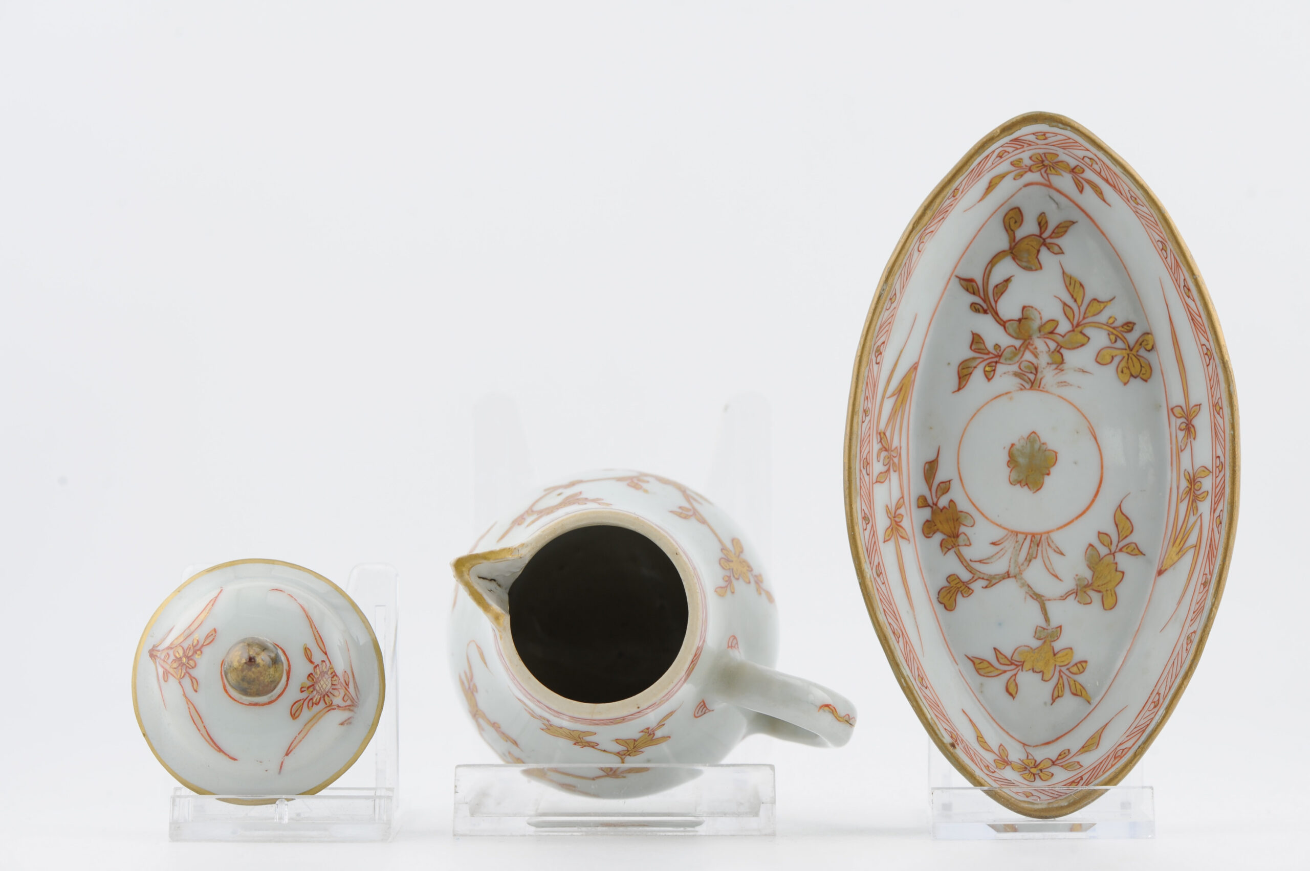 Antique Kangxi Period Tea Creamer and Pattipan Dish Blood and Milk China - 图片 7