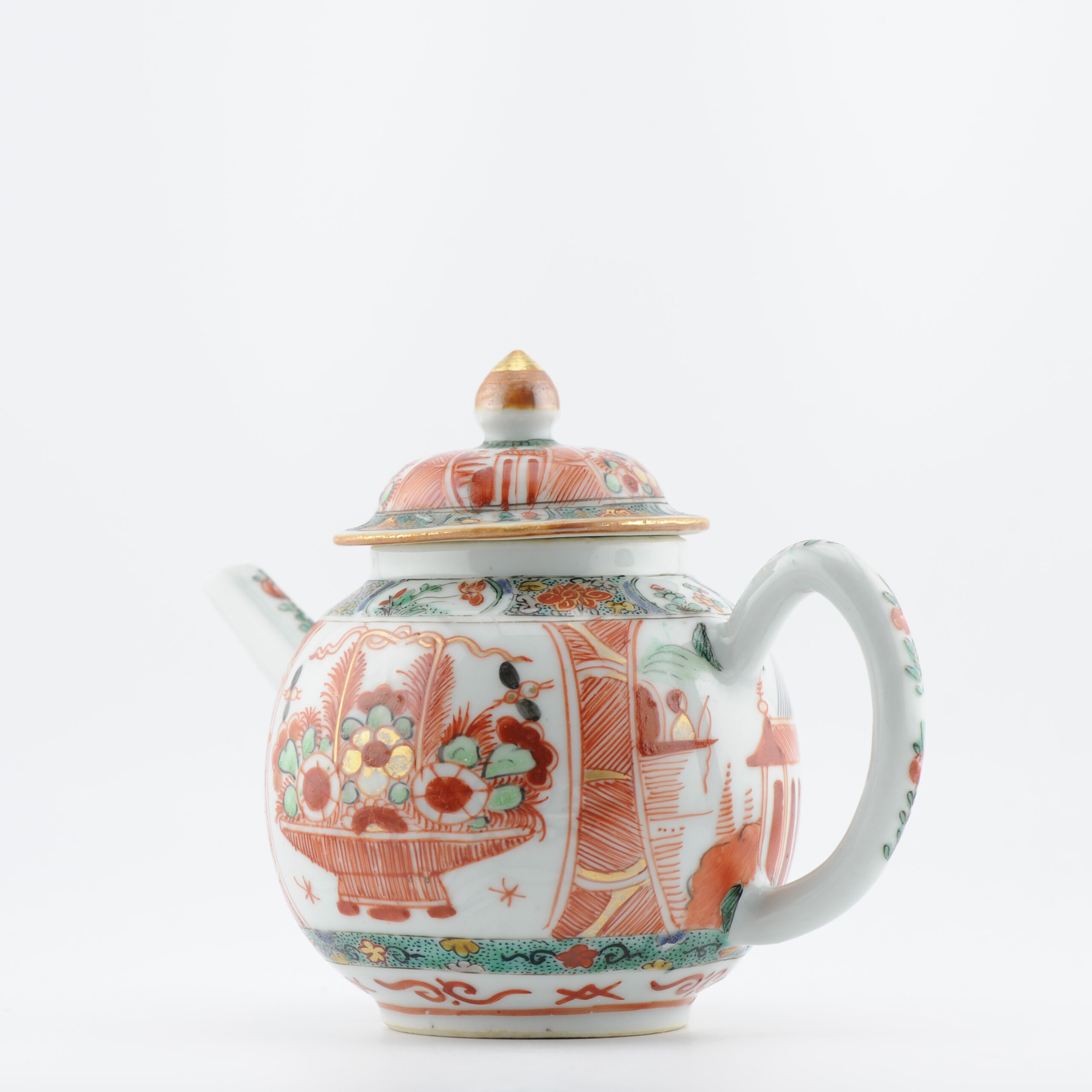 Perfect Antique Ca 1720-1730 Kangxi Famille Verte Chinese Porcelain Teapot Qing Dynasty - Image 15