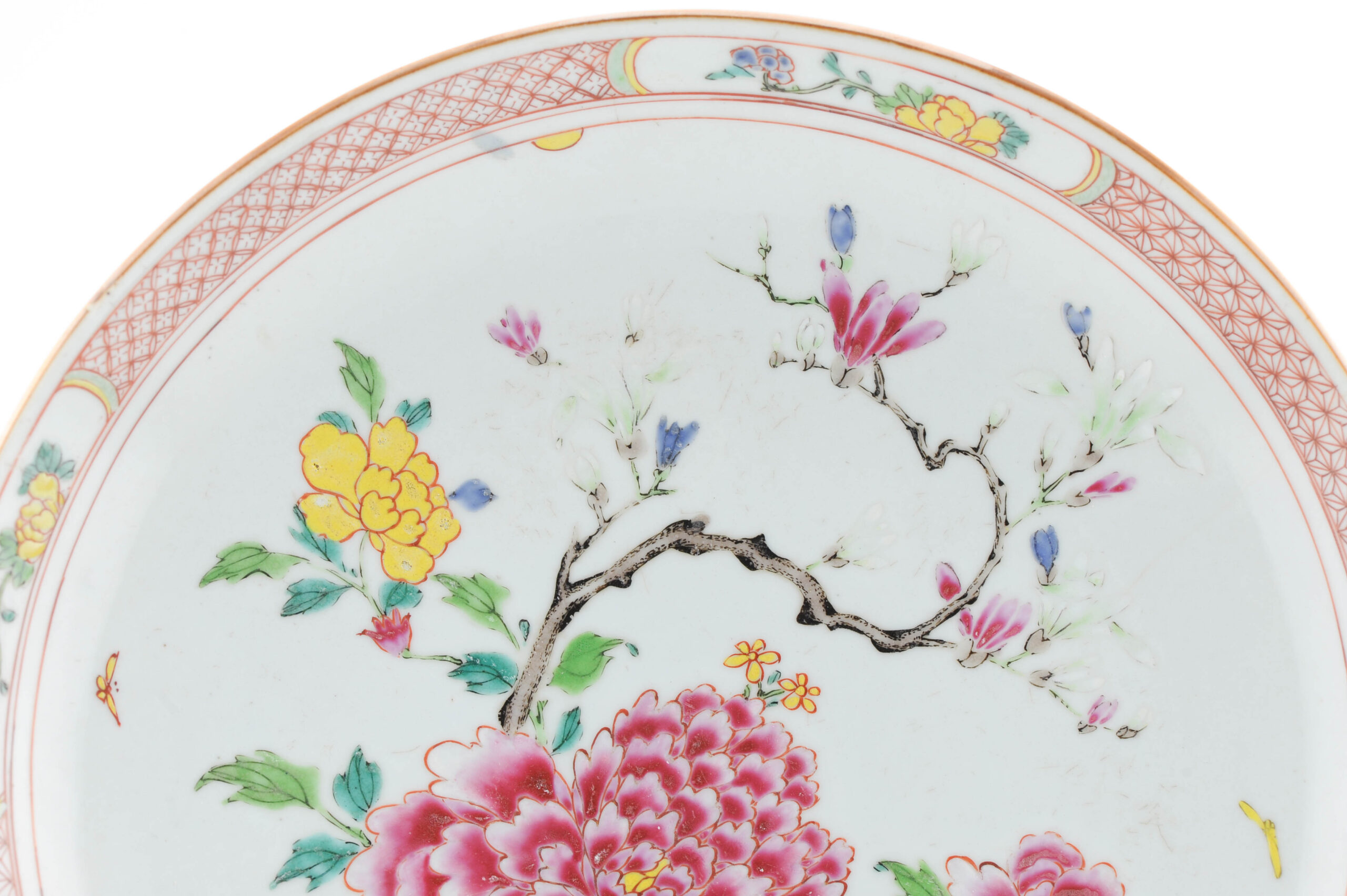 Large Antique Chinese Porcelain Kangxi/Yongzheng Period Plate Dish Flower BAsket - Image 5