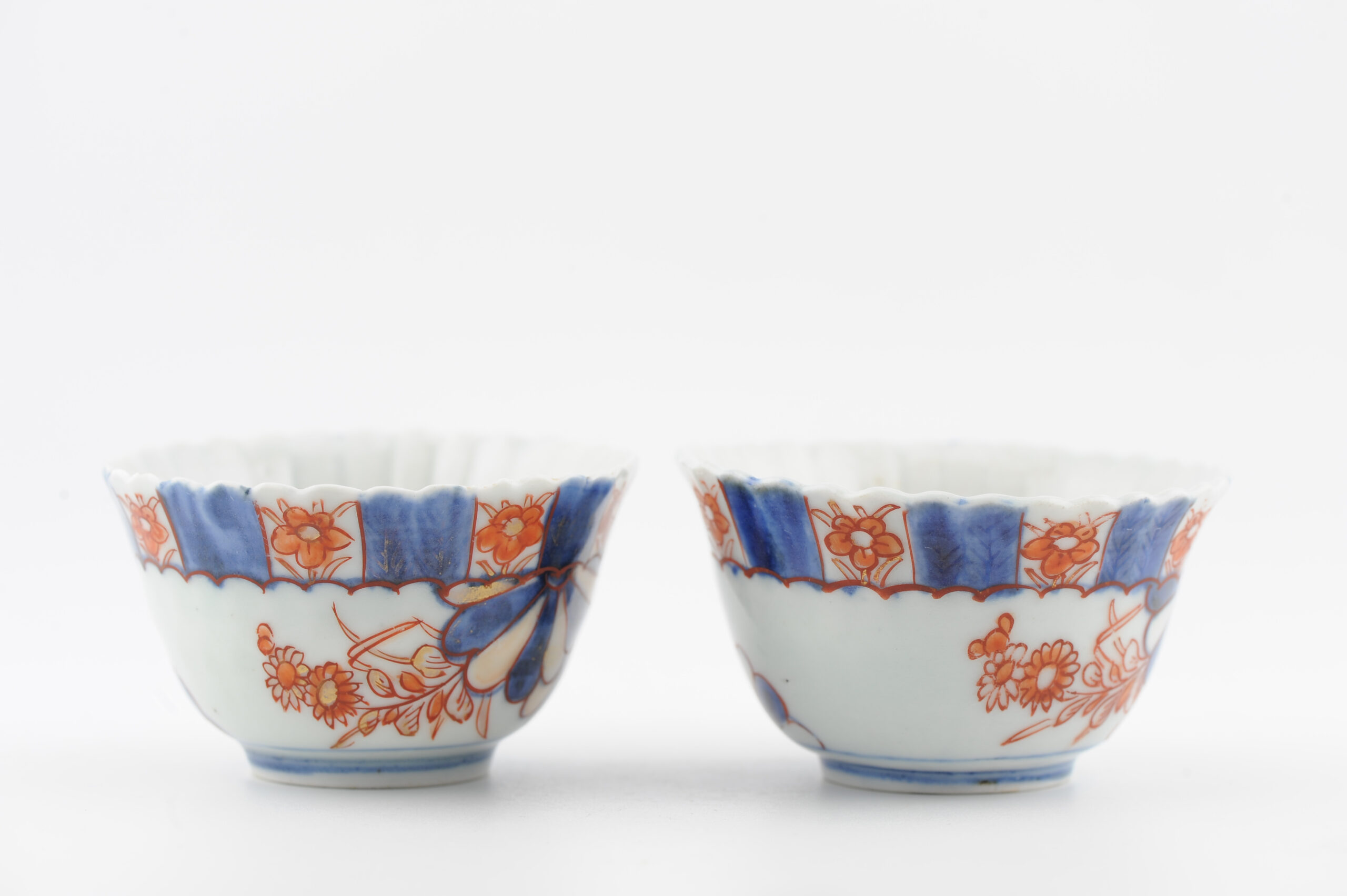 Pair Antique 18C Chinese Porcelain Kangxi Imari Tea Bowls China Flowers - Image 11
