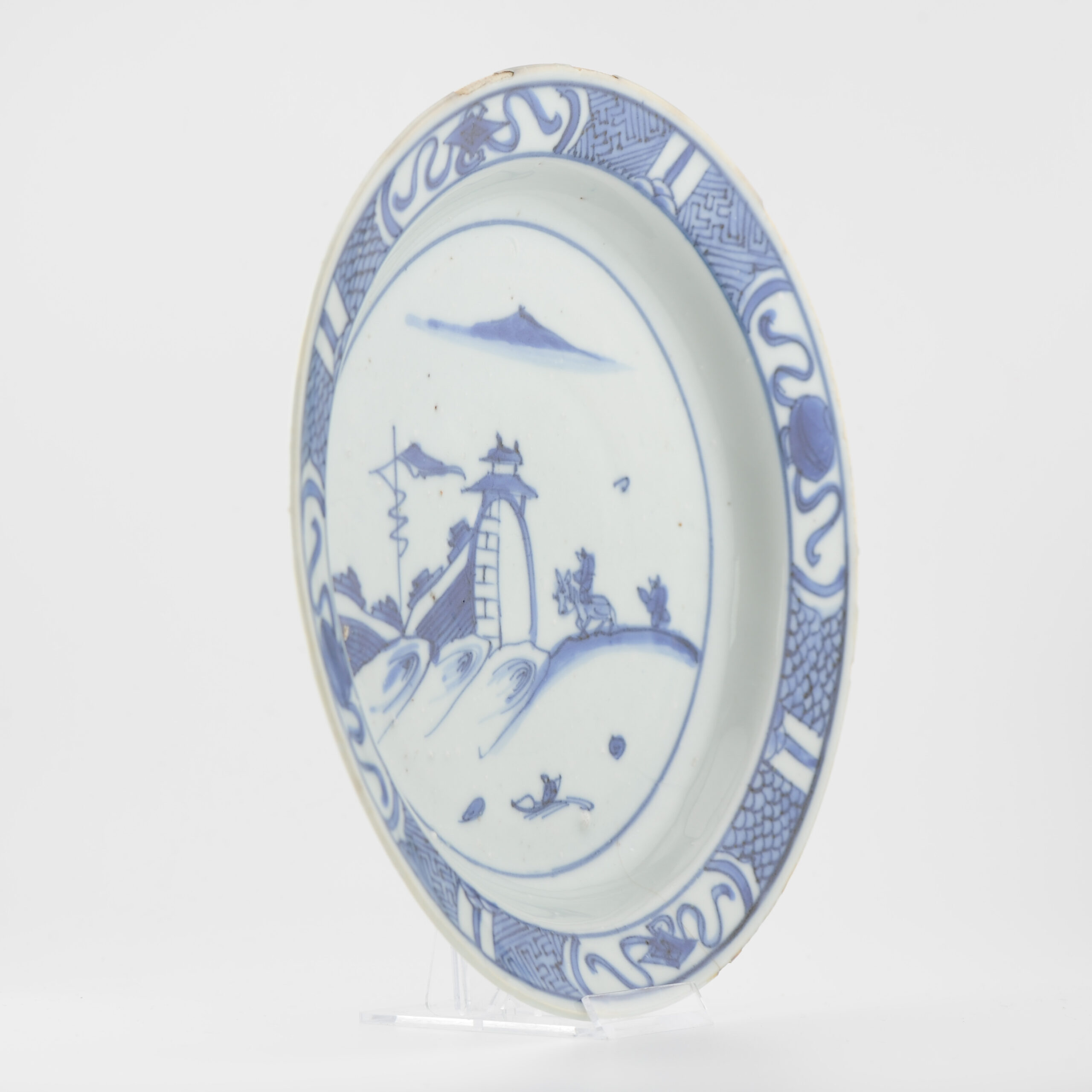 Antique Chinese Porcelain 17th Century Ming period Landscape and Walled City - Image 11