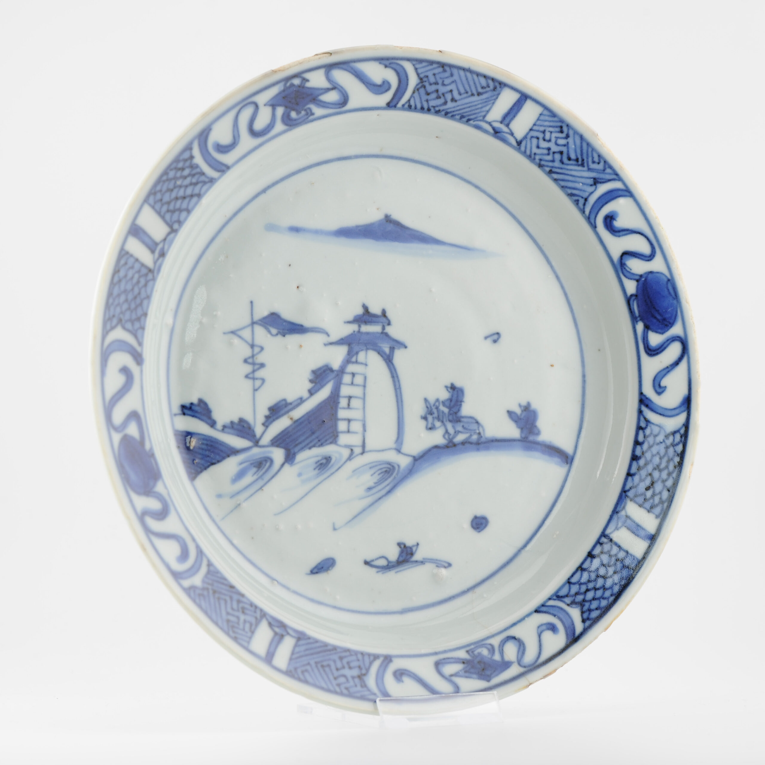 Antique Chinese Porcelain 17th Century Ming period Landscape and Walled City - Image 10