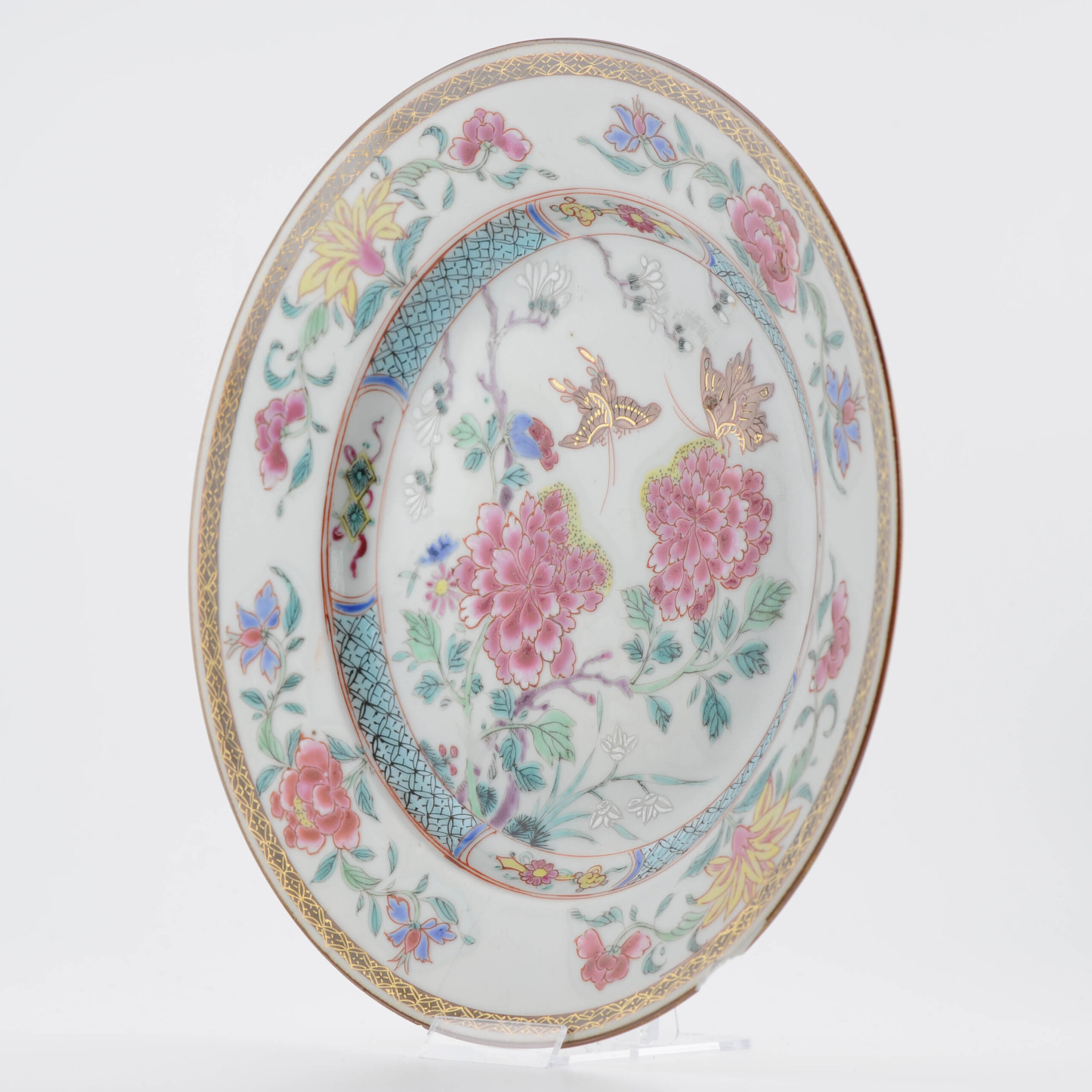 Top Level Antique Chinese Porcelain Kangxi/Yongzheng Period Rose Plate Dish - Image 14