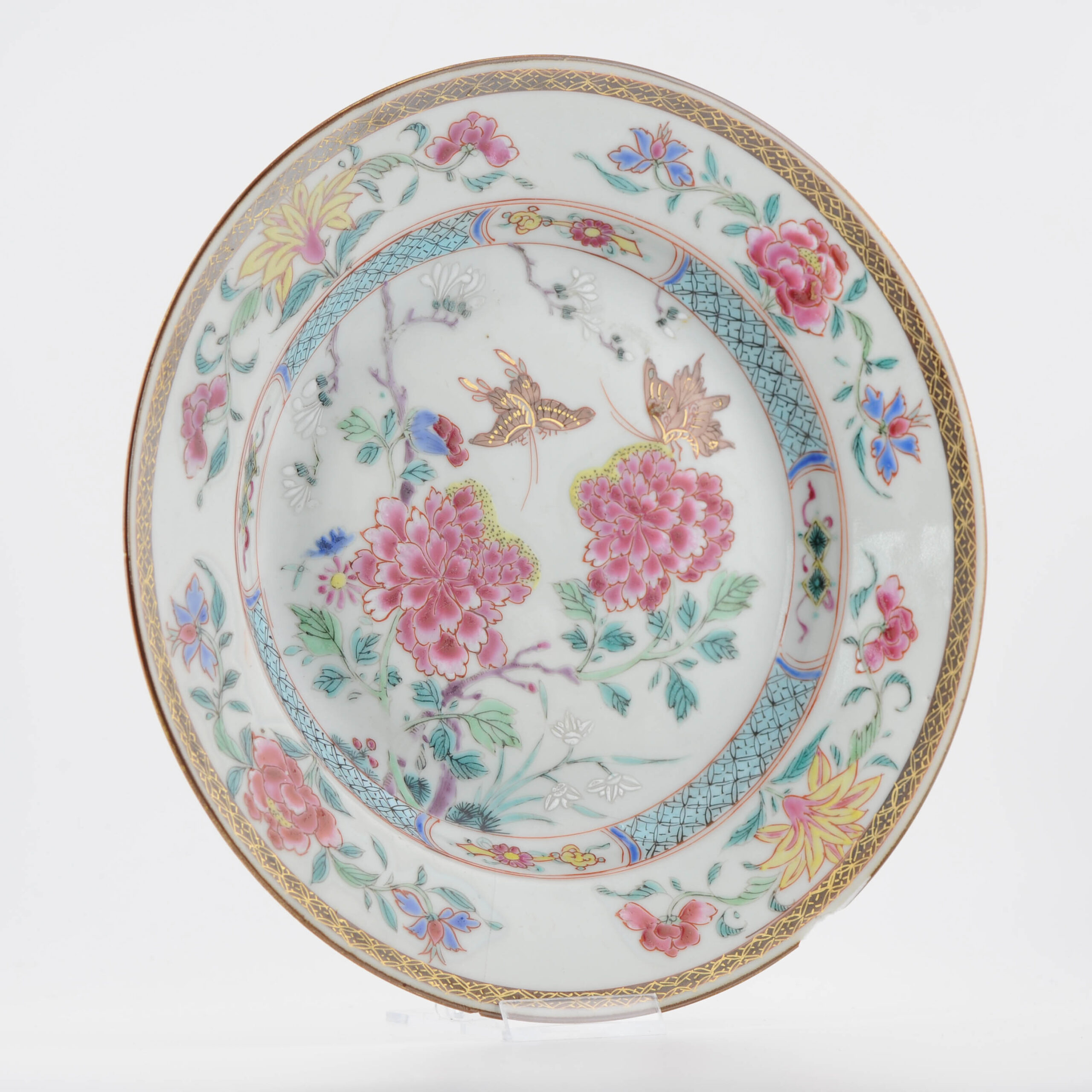 Top Level Antique Chinese Porcelain Kangxi/Yongzheng Period Rose Plate Dish - Image 3