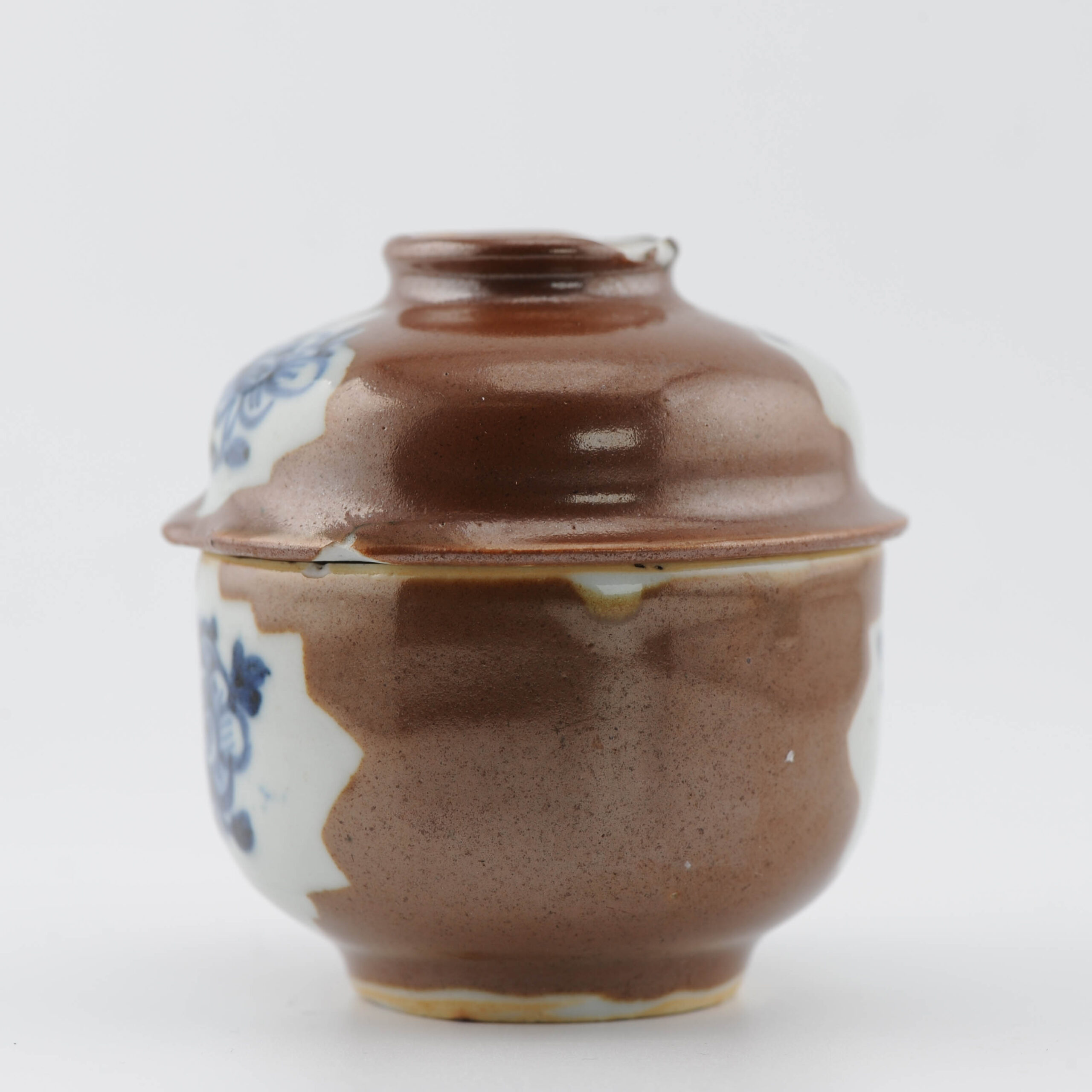 Small Antique Chinese Porcelain Kangxi 17th c Cafe au Lait Jar Blue China - Image 6
