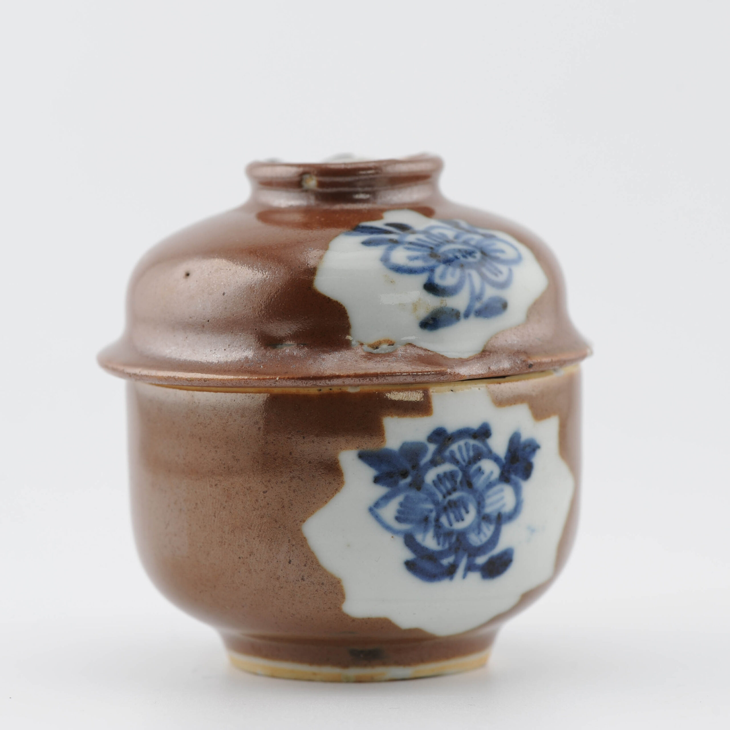 Small Antique Chinese Porcelain Kangxi 17th c Cafe au Lait Jar Blue China - Image 9
