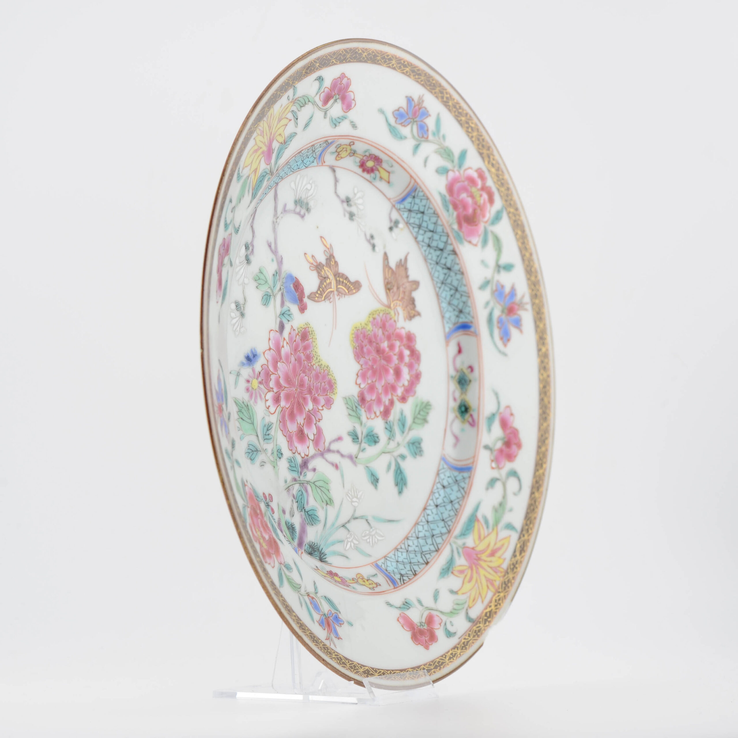 Top Level Antique Chinese Porcelain Kangxi/Yongzheng Period Rose Plate Dish - Image 4