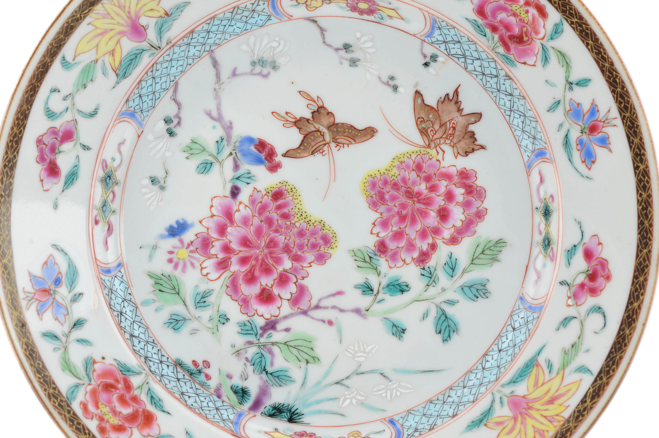 Top Level Antique Chinese Porcelain Kangxi/Yongzheng Period Rose Plate Dish - Image 2
