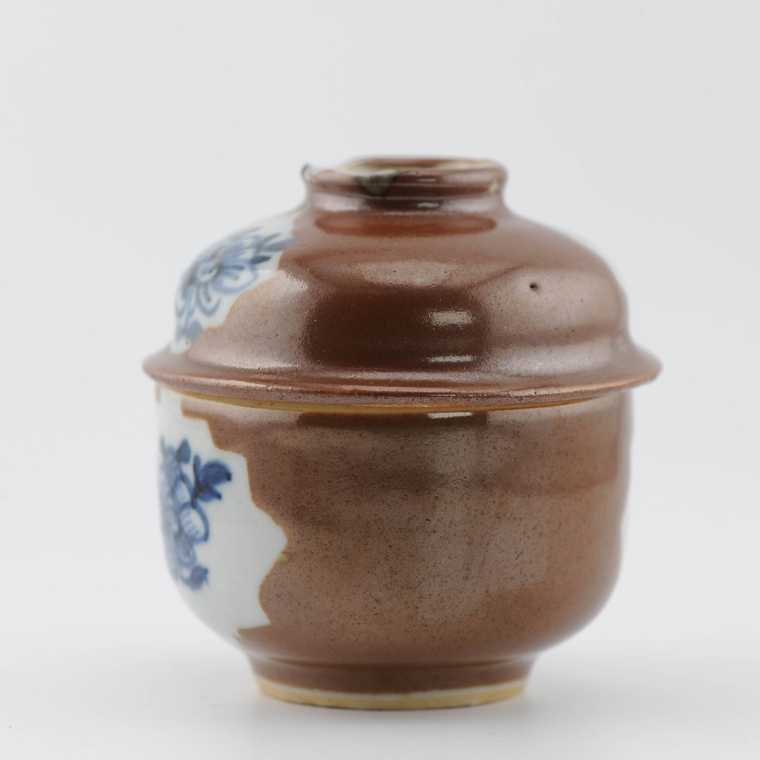 Small Antique Chinese Porcelain Kangxi 17th c Cafe au Lait Jar Blue China - Image 12