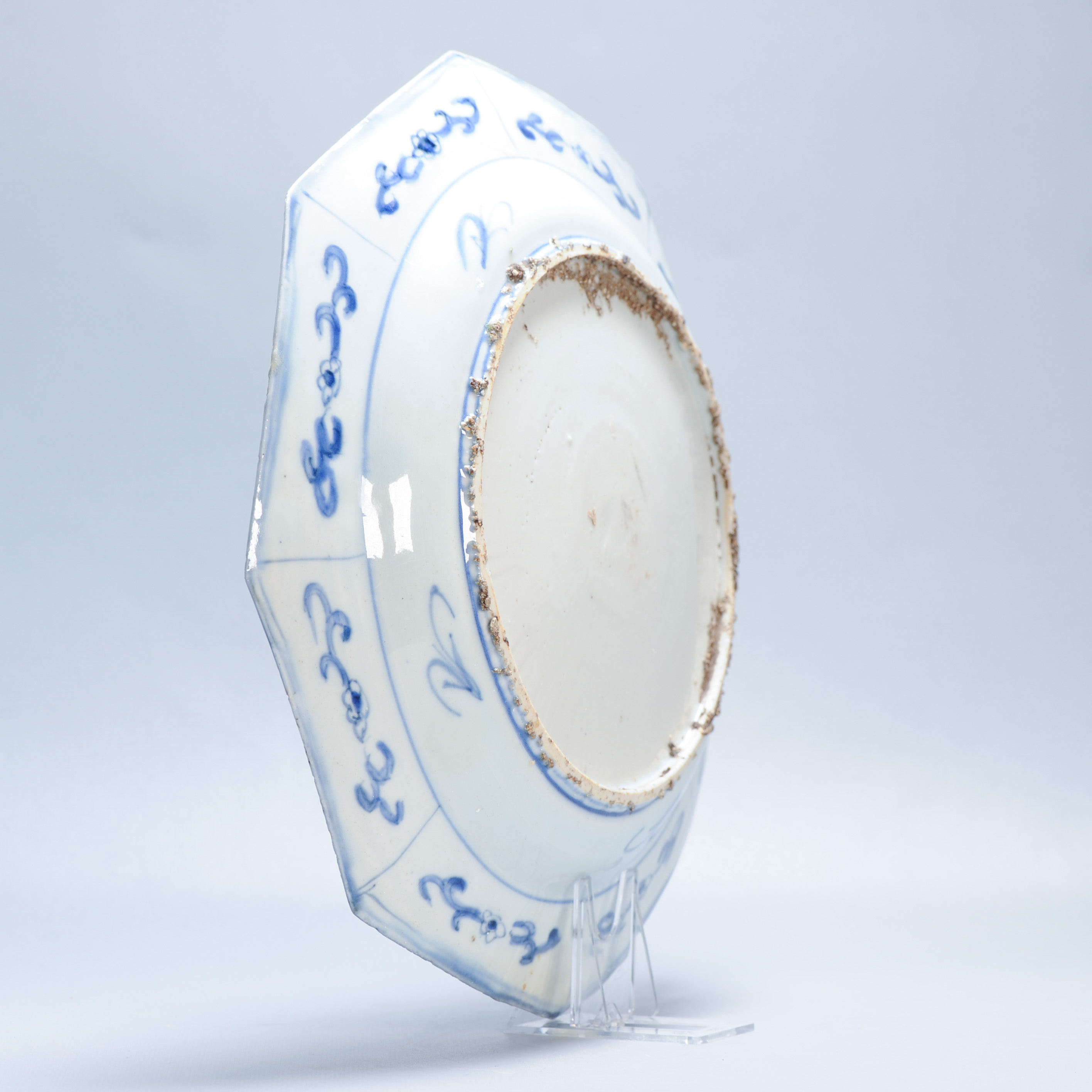 Antique Octagonal Blue and White Dish Wanli Tianqi Chinese Porcelain Figural - Image 11