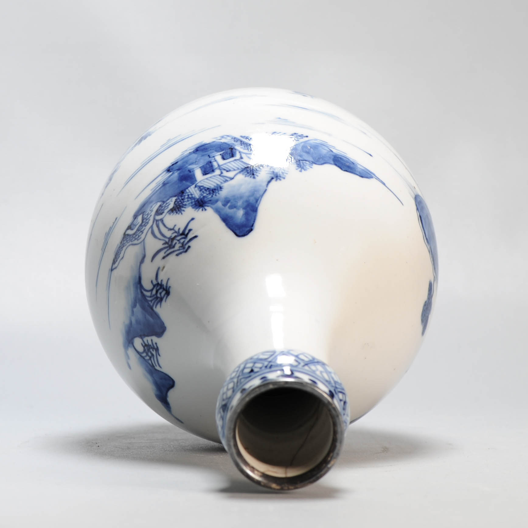 Antique 18/19C Chinese Porcelain Blue and white Vase Landscape Figural - Image 2