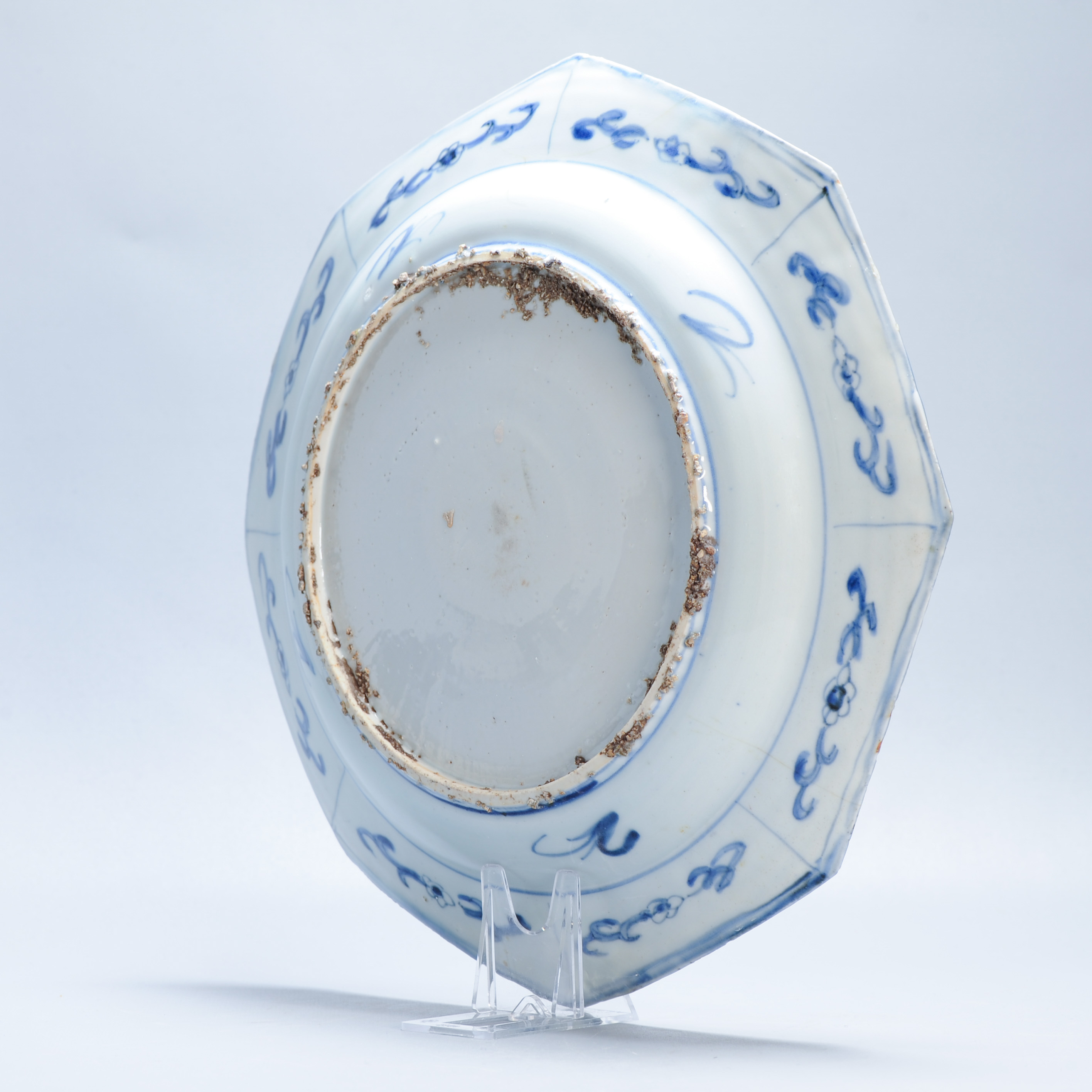 Antique Octagonal Blue and White Dish Wanli Tianqi Chinese Porcelain Figural - Image 8