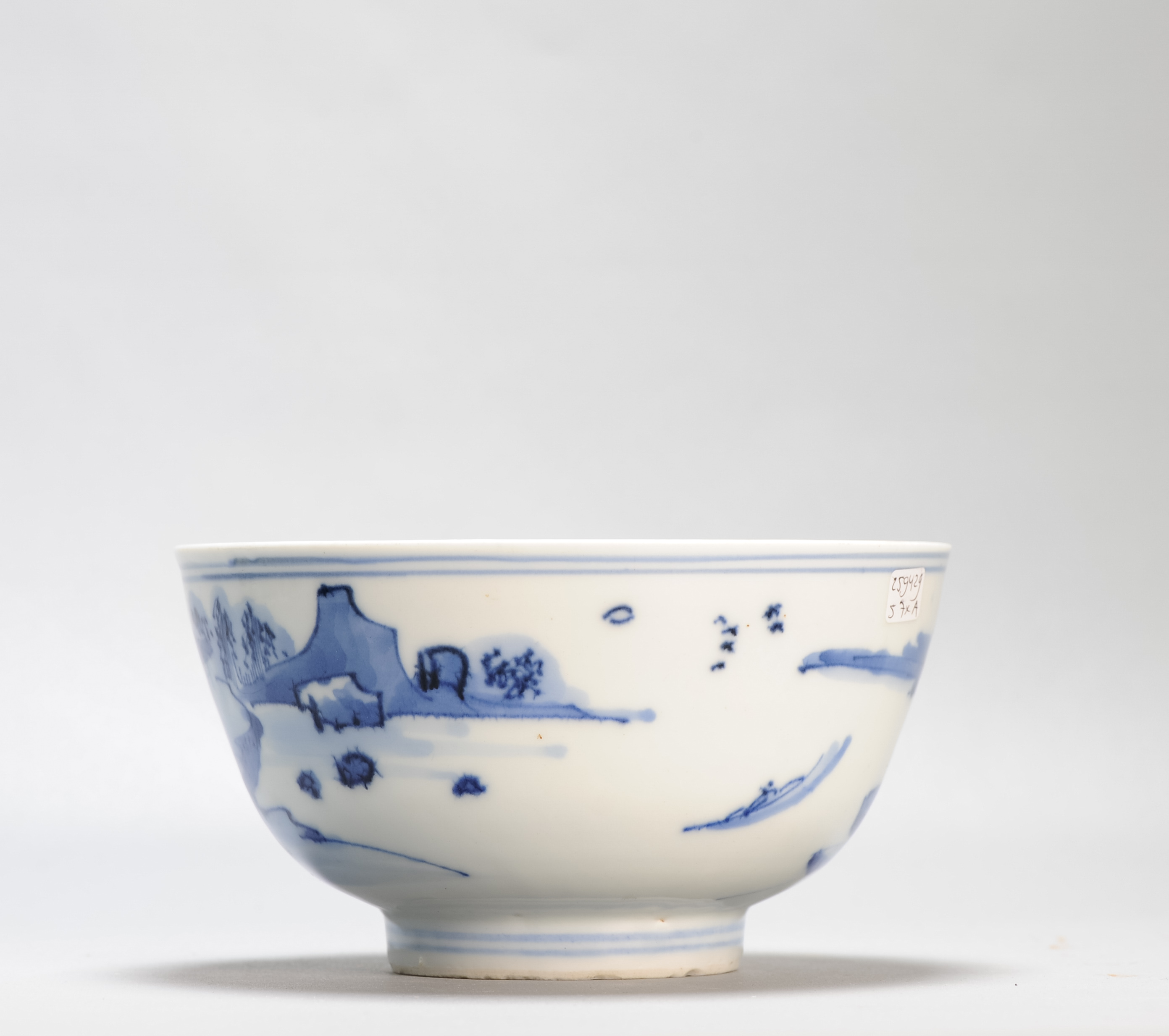 17c Antique Chinese Porcelain Blue and White Bowl Transitional Shunzhi Period Landscape - Image 10