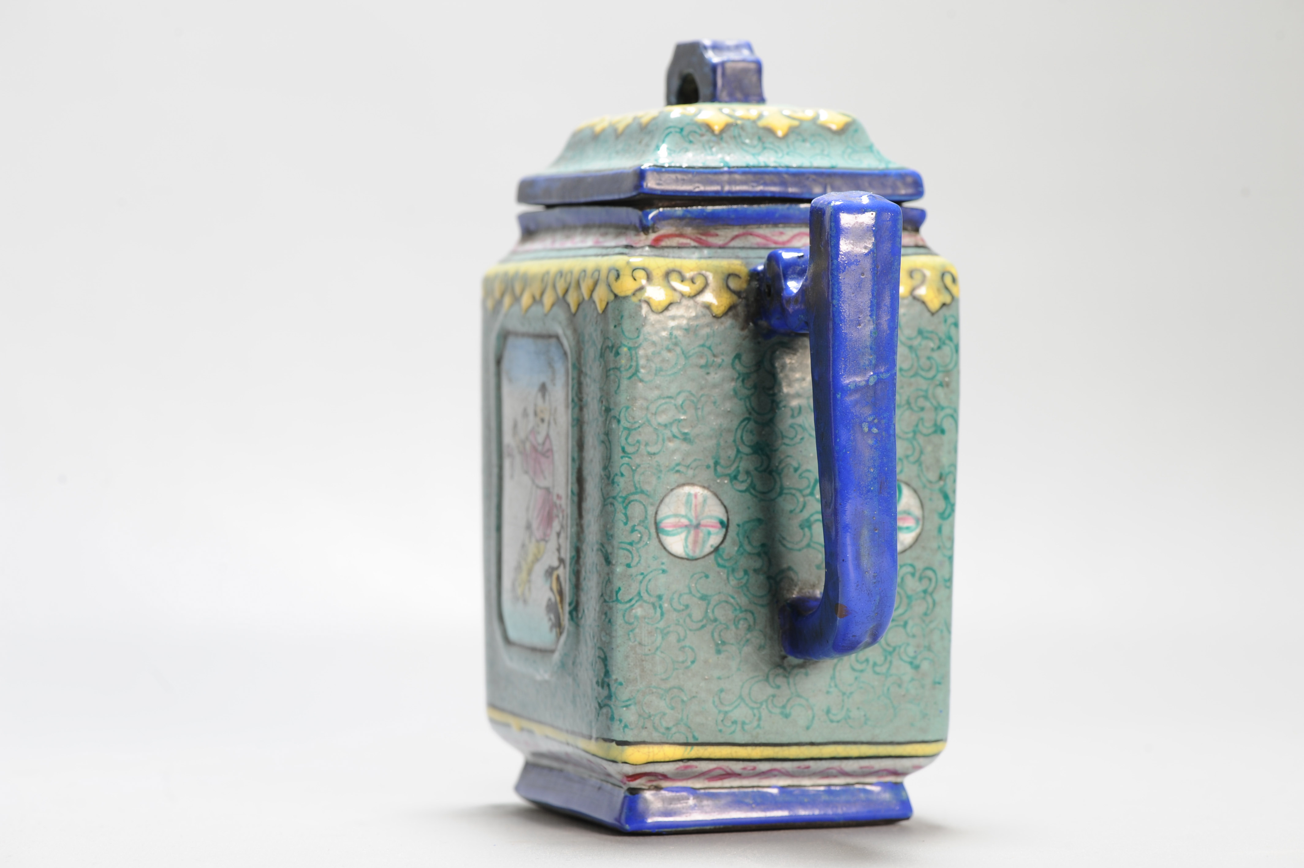 Antique Chinese 19th / 20th century Zisha Yixing Teapot Enamel - Image 10