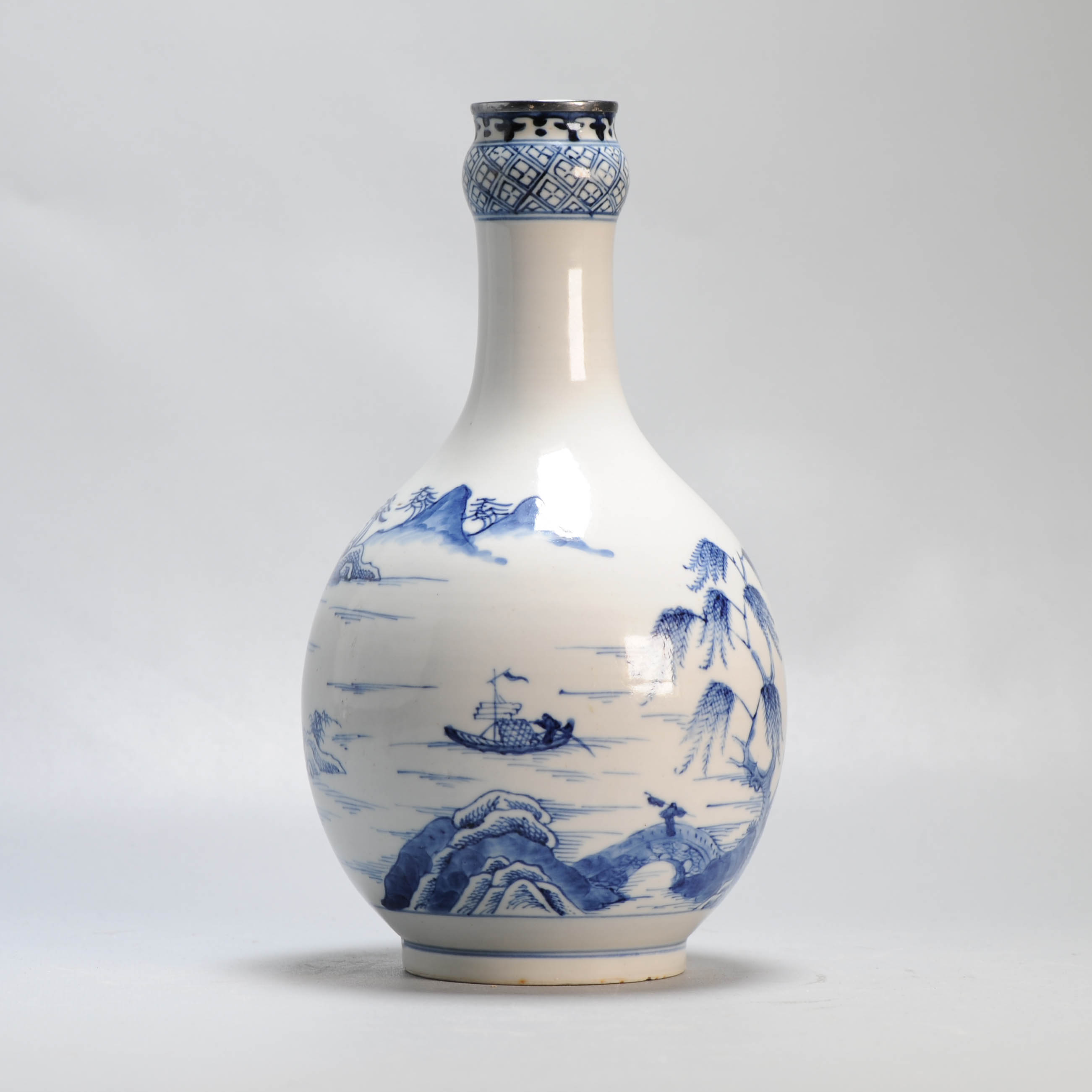 Antique 18/19C Chinese Porcelain Blue and white Vase Landscape Figural - Image 12