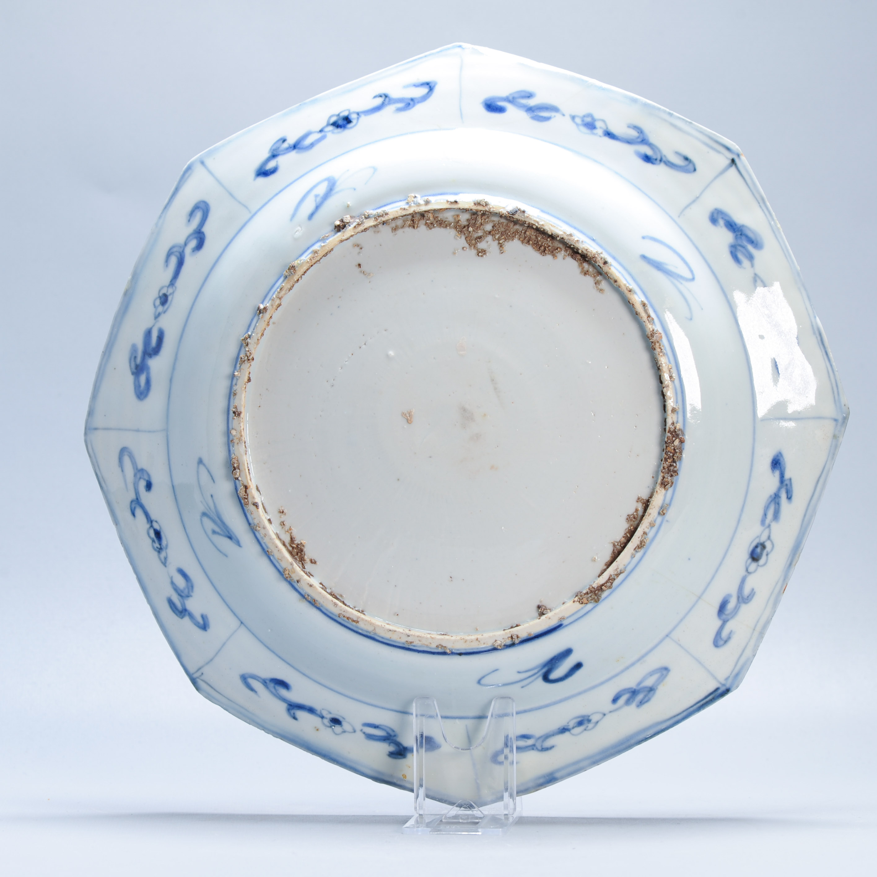 Antique Octagonal Blue and White Dish Wanli Tianqi Chinese Porcelain Figural - Image 9