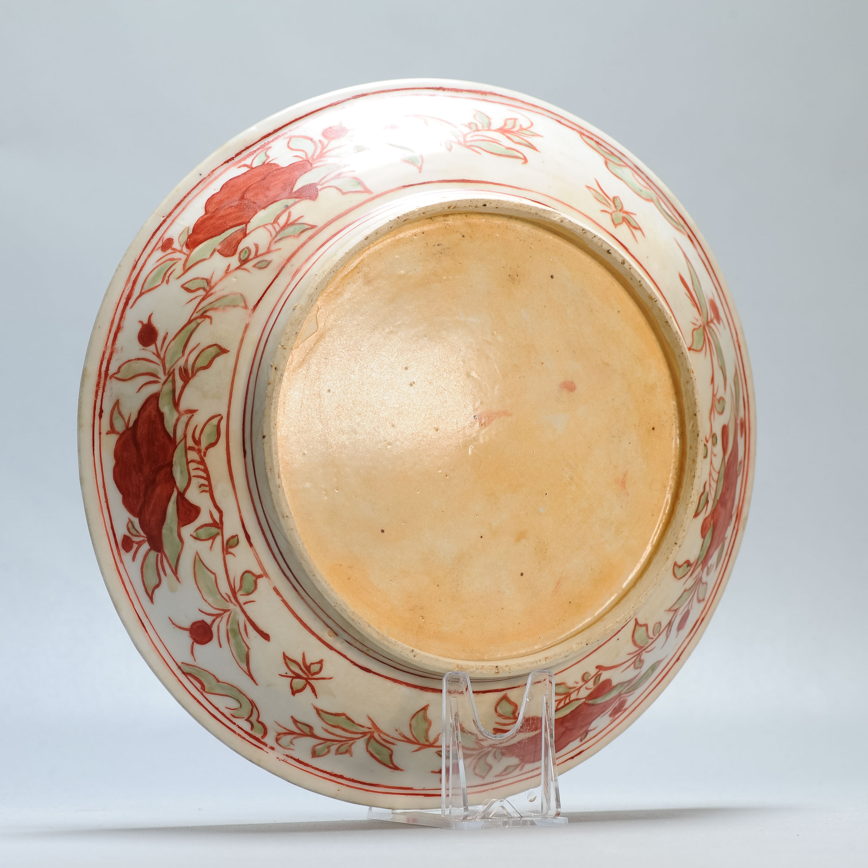 Antique Chinese Porcelain Ming 1540-1580 Plate Akae Enamel Flowers 16th C - Image 8