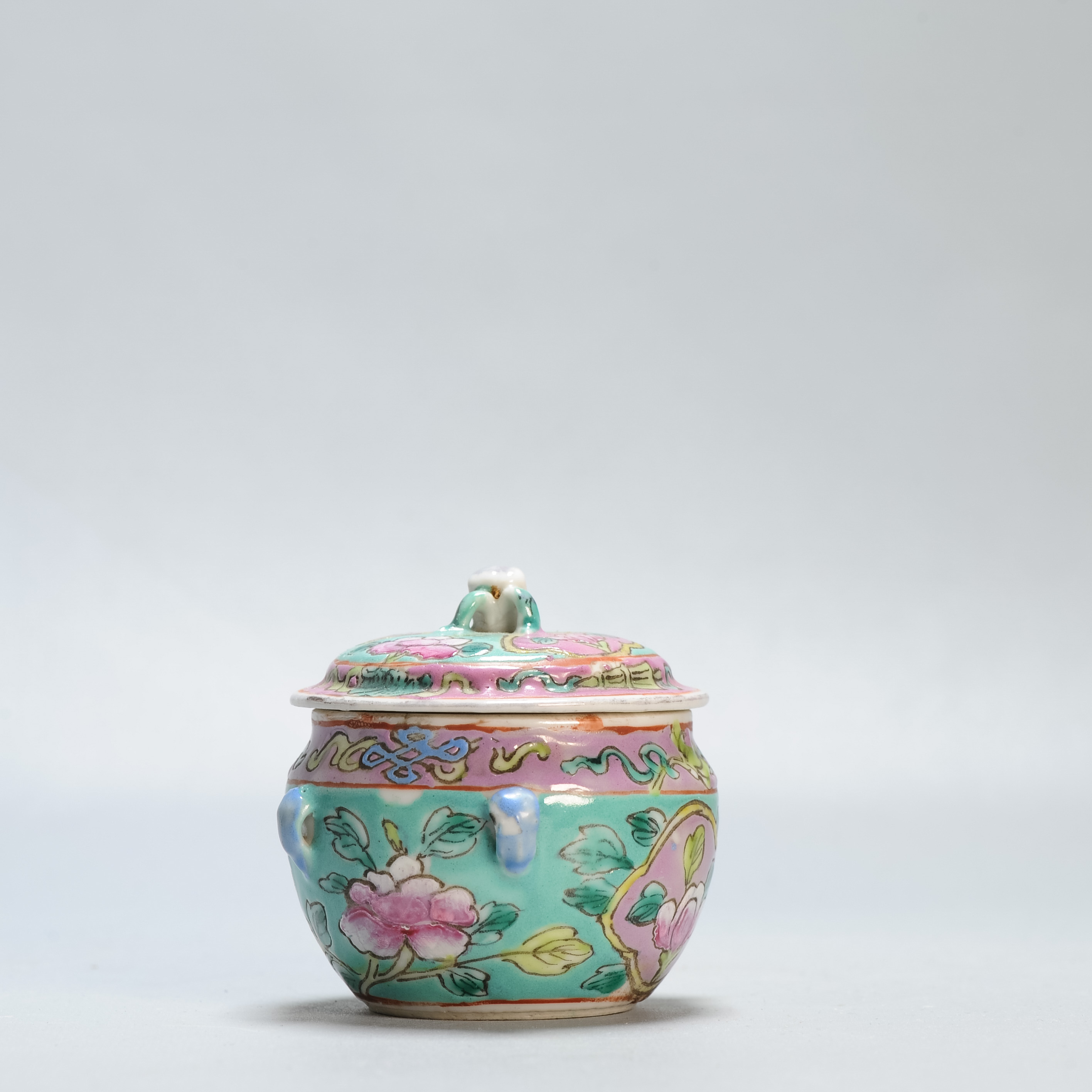 Antique 19c Chinese Porcelain Straits Kamcheng Tureen Miniature China - Image 5