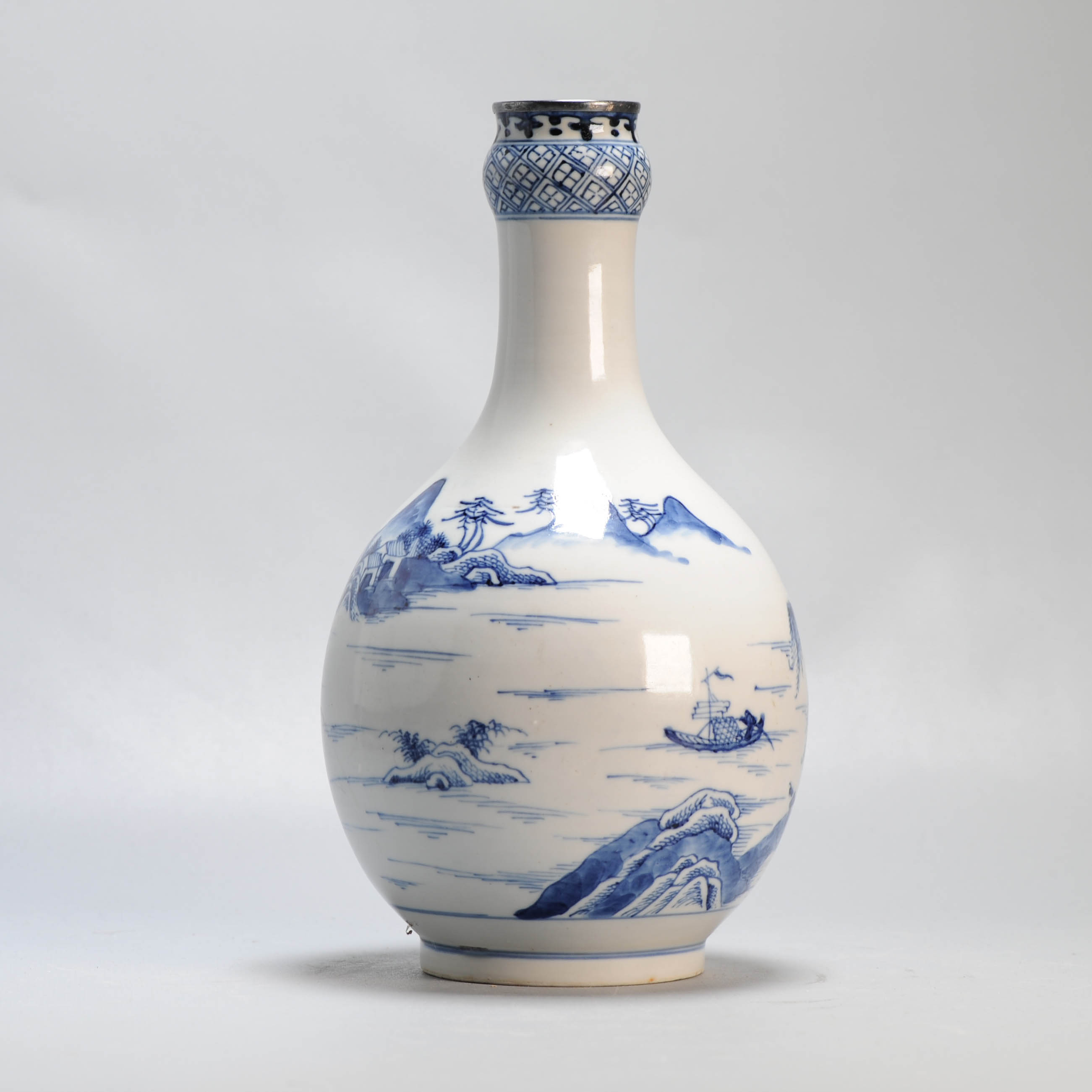 Antique 18/19C Chinese Porcelain Blue and white Vase Landscape Figural - Image 11