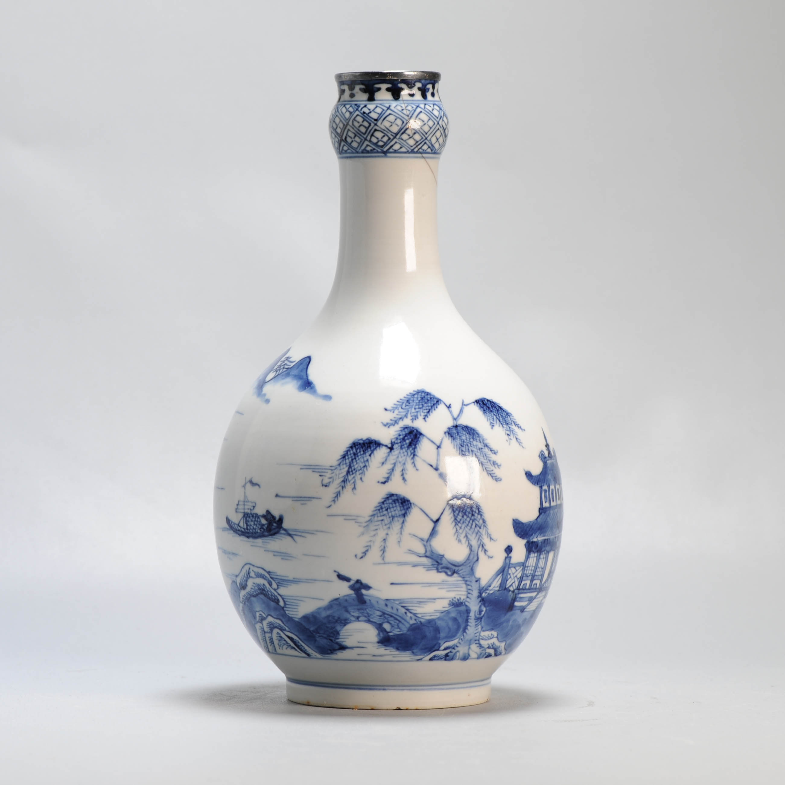 Antique 18/19C Chinese Porcelain Blue and white Vase Landscape Figural - Image 13