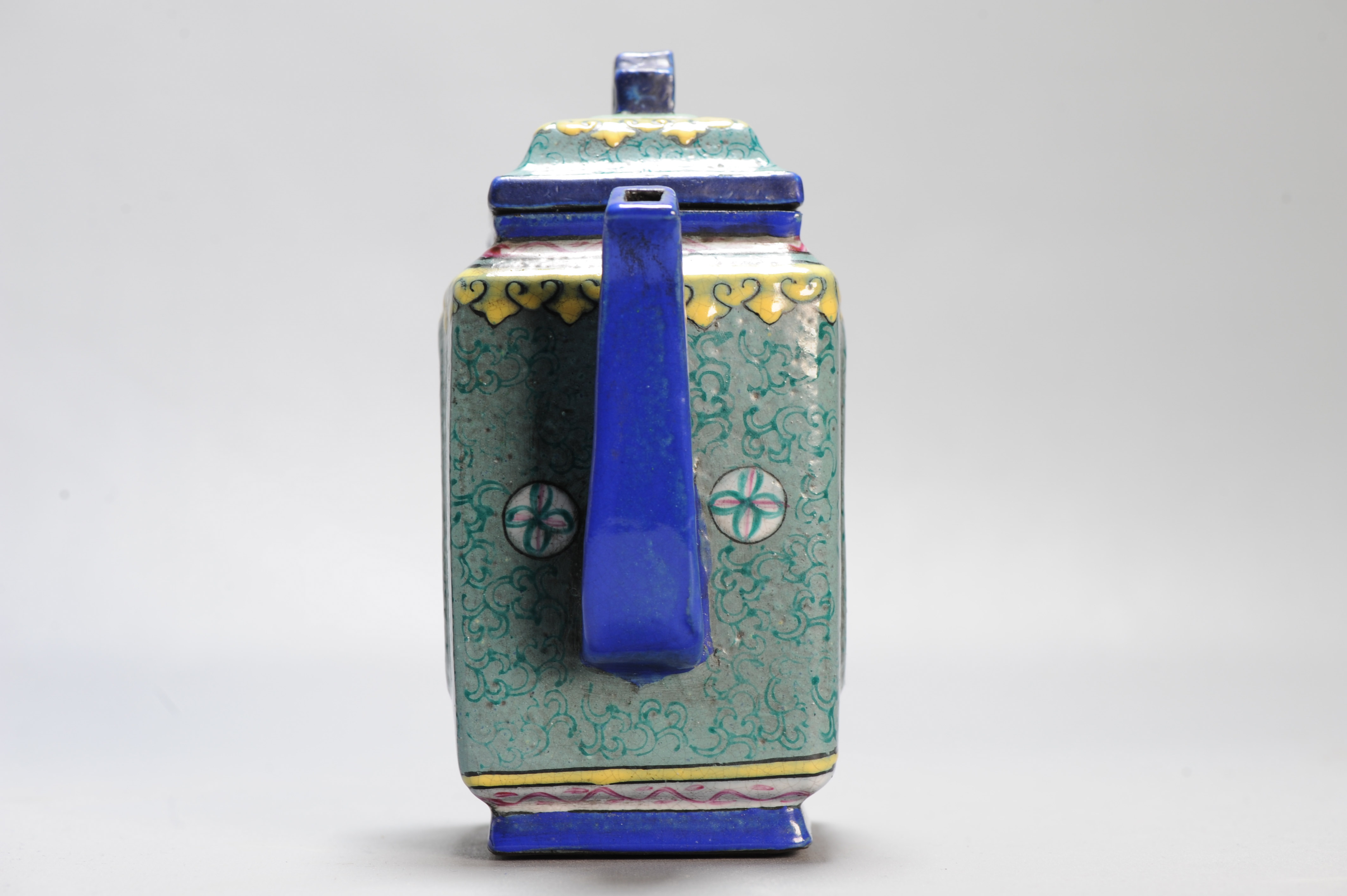 Antique Chinese 19th / 20th century Zisha Yixing Teapot Enamel - Image 3