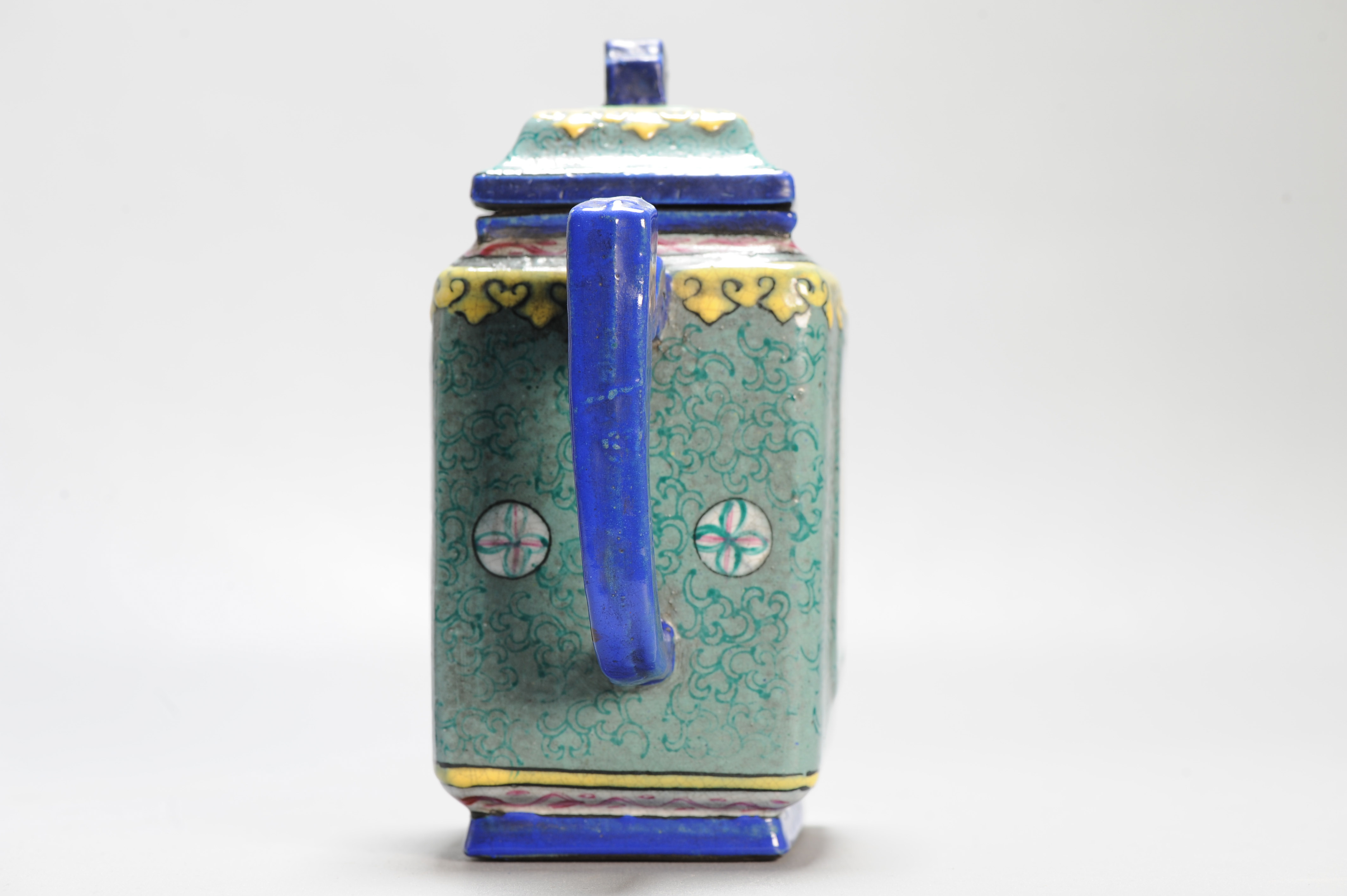 Antique Chinese 19th / 20th century Zisha Yixing Teapot Enamel - Image 9