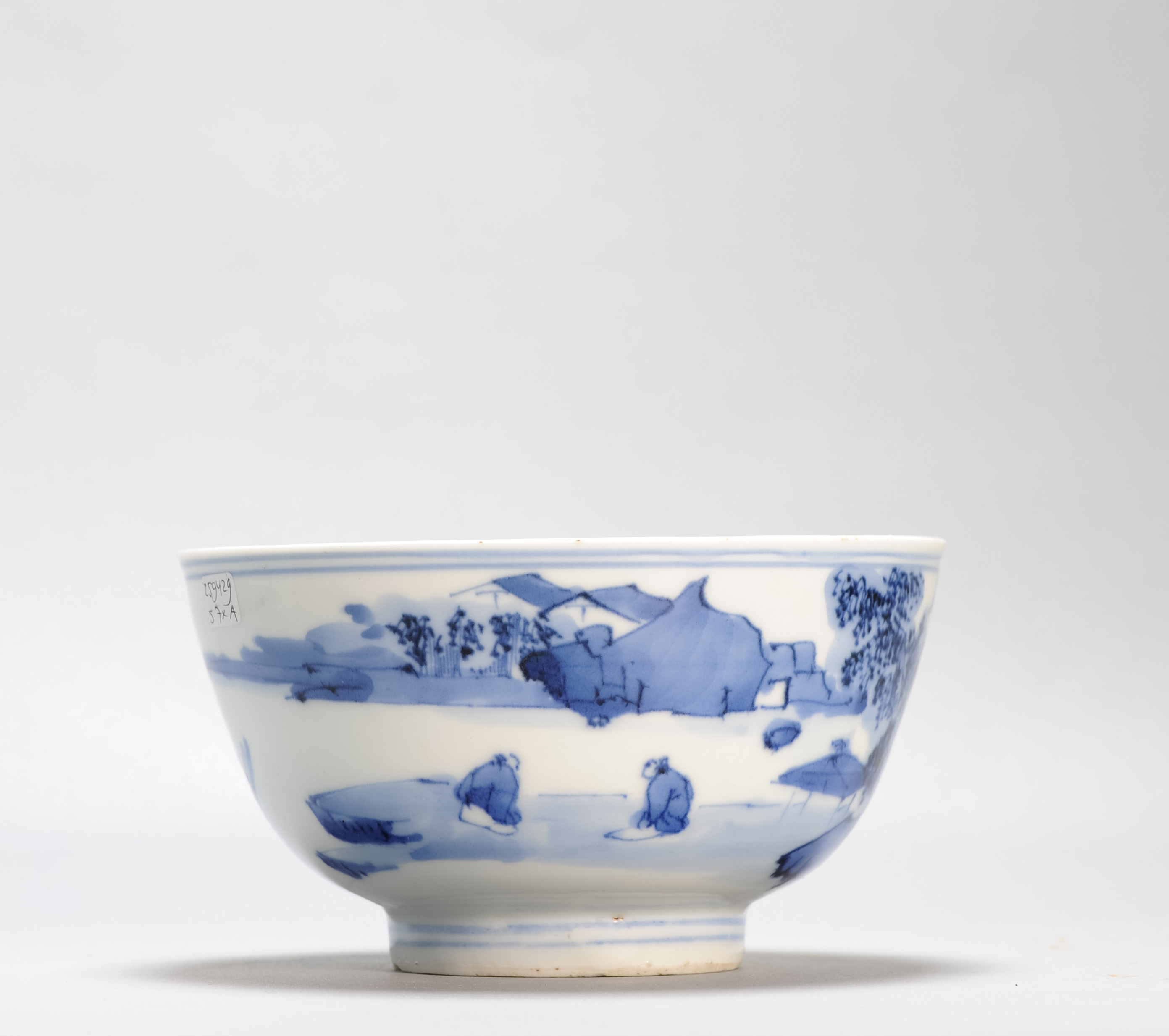 17c Antique Chinese Porcelain Blue and White Bowl Transitional Shunzhi Period Landscape - Image 6