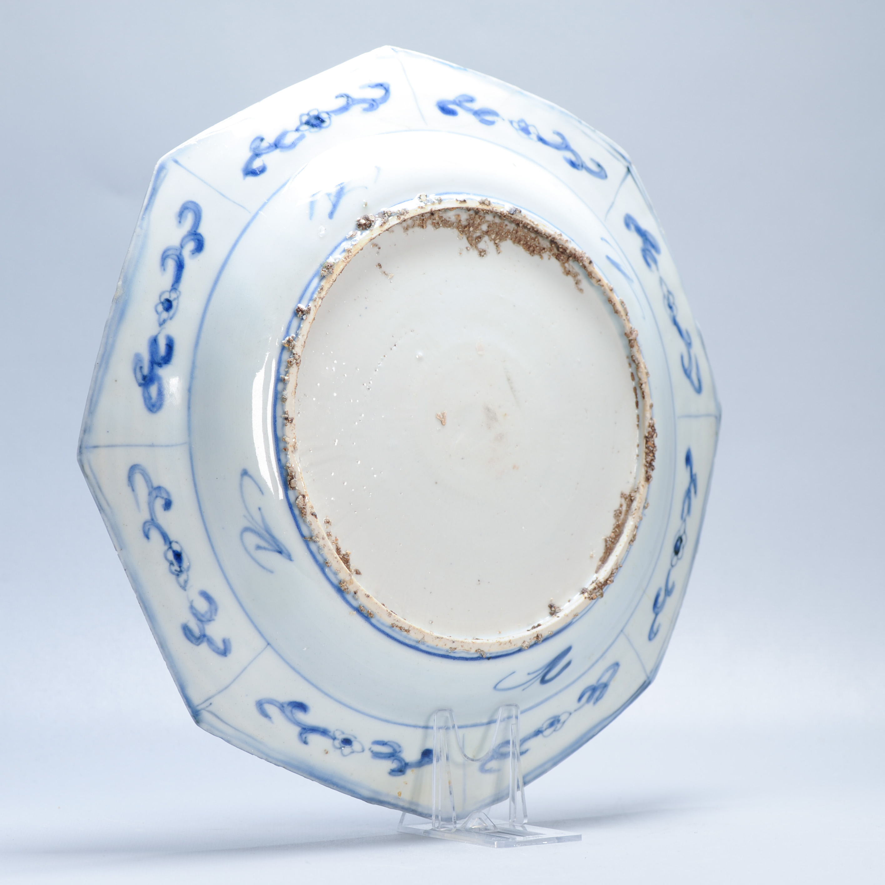 Antique Octagonal Blue and White Dish Wanli Tianqi Chinese Porcelain Figural - Image 10