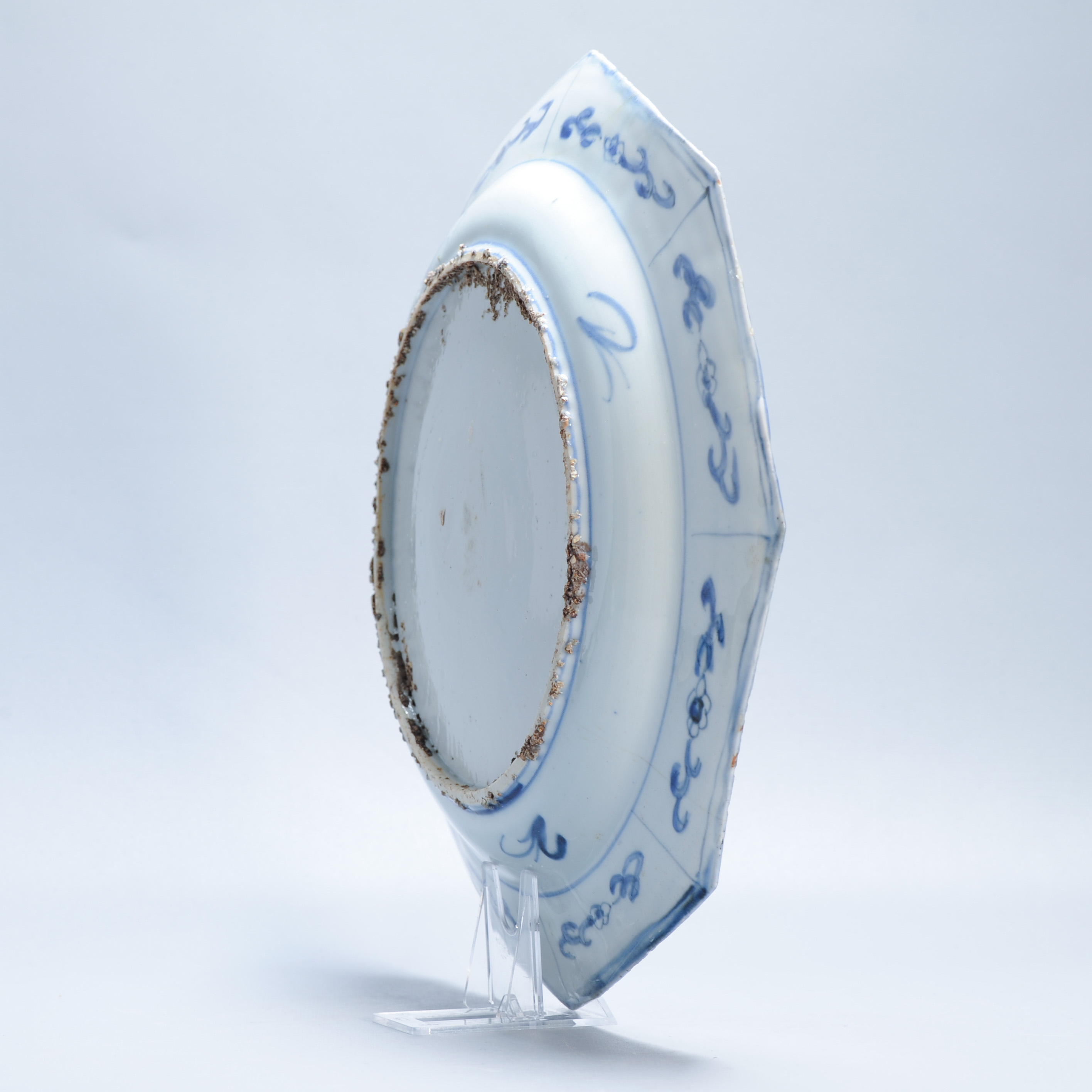 Antique Octagonal Blue and White Dish Wanli Tianqi Chinese Porcelain Figural - Image 7