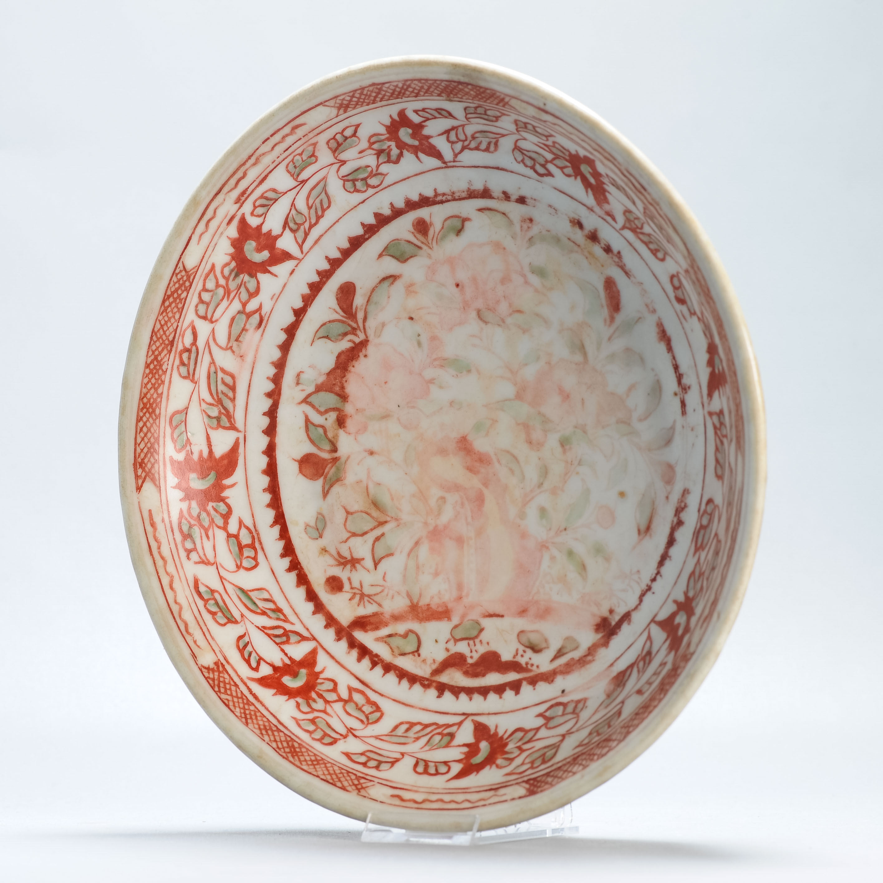 Antique Chinese Porcelain Ming 1540-1580 Plate Akae Enamel Flowers 16th C - Image 12