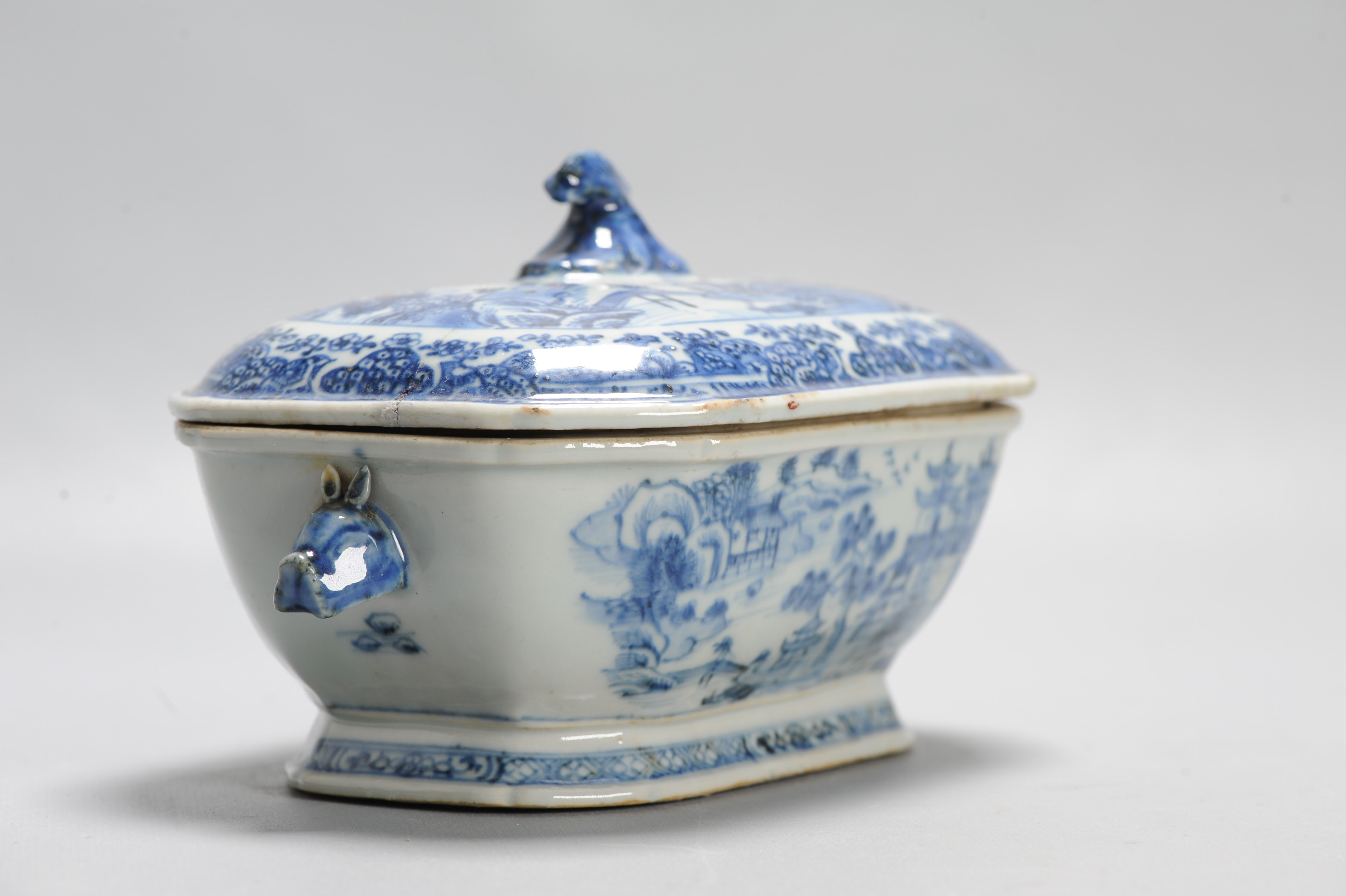 18C Qianlong period Chinese Porcelain Tureen with Lid Flower Landscape - Image 4