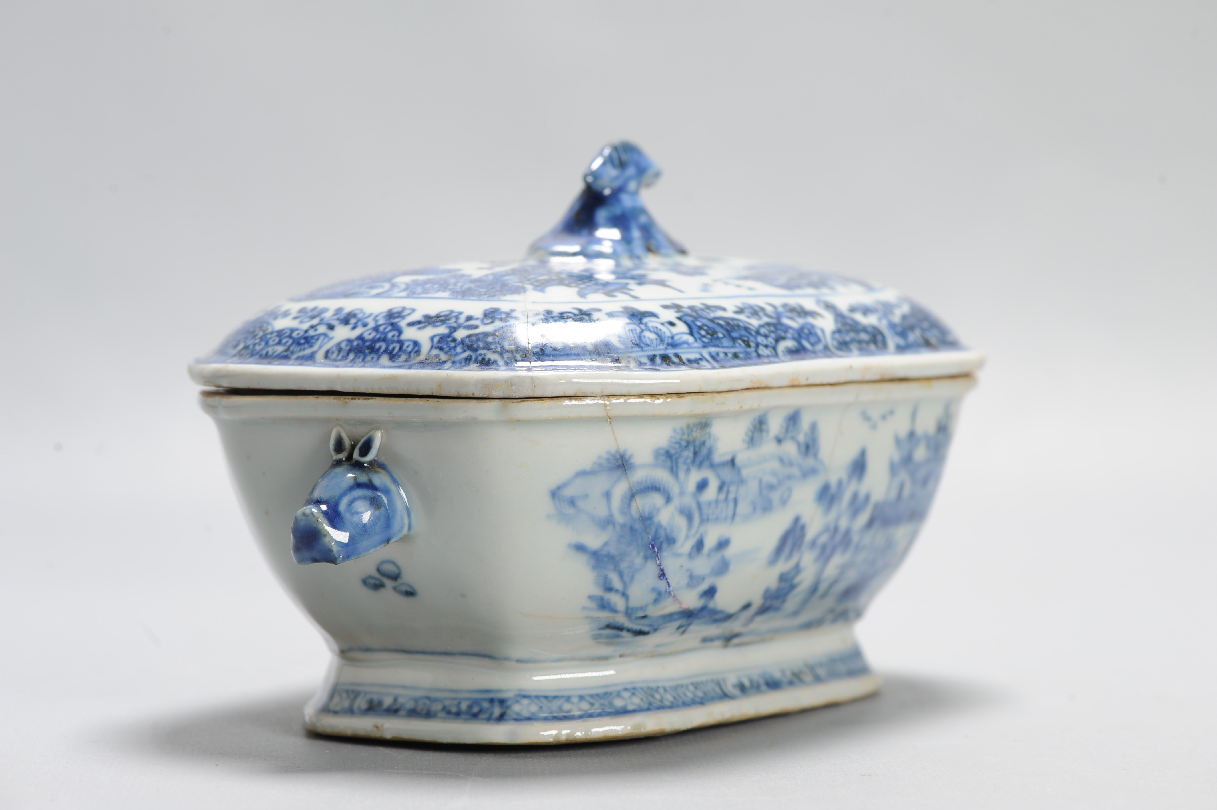 18C Qianlong period Chinese Porcelain Tureen with Lid Flower Landscape - Image 10