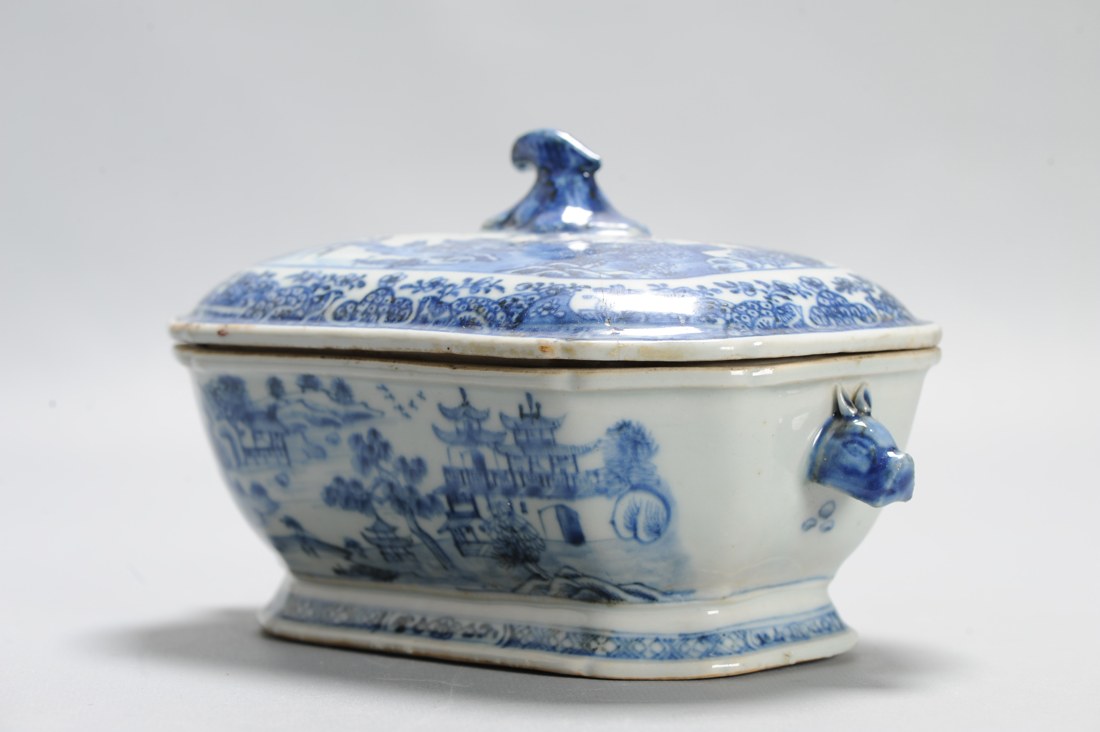 18C Qianlong period Chinese Porcelain Tureen with Lid Flower Landscape - Image 13